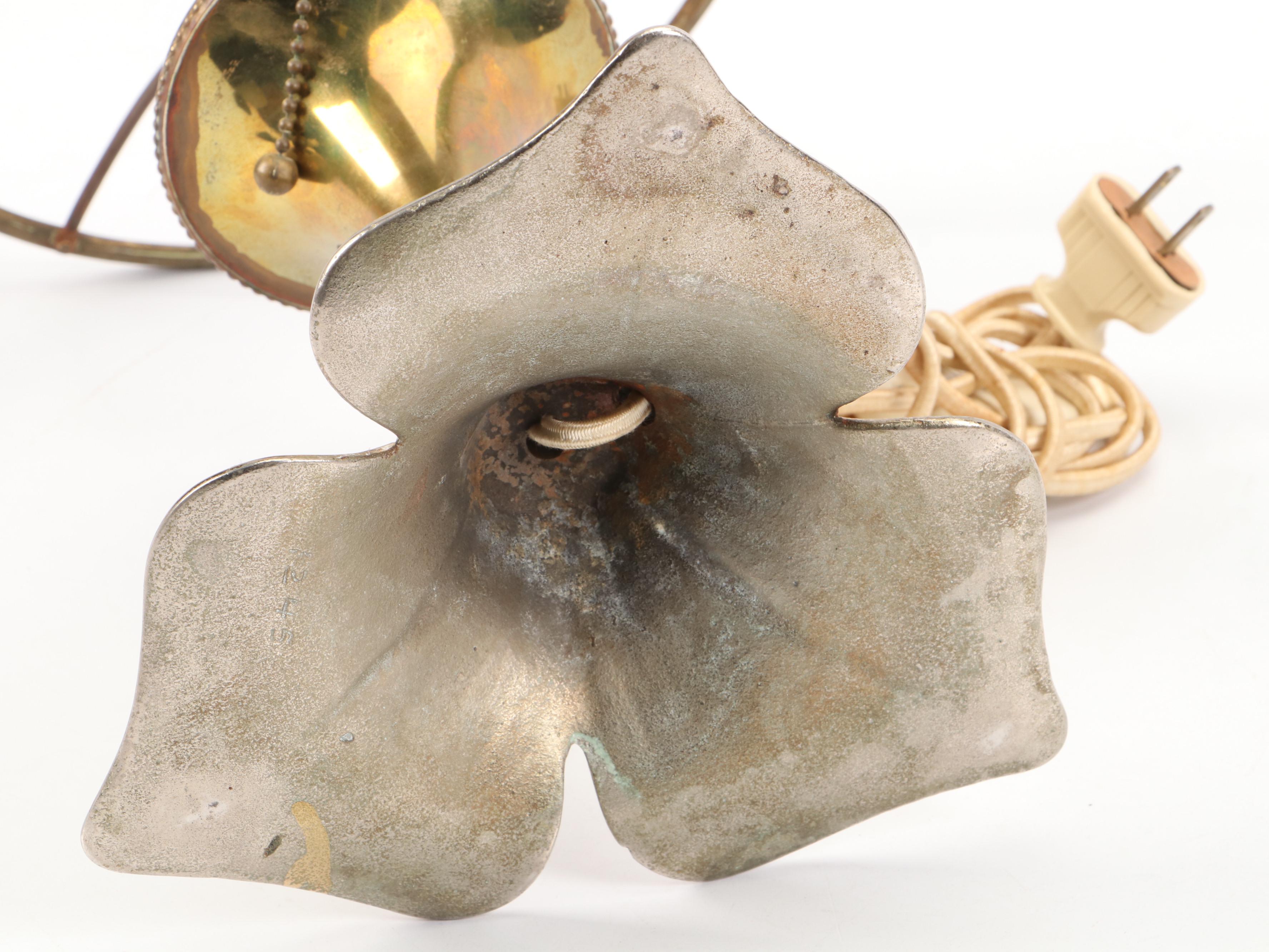 Handel Art Nouveau Glass Lamp Shade with Base, Early to Mid-20th Century