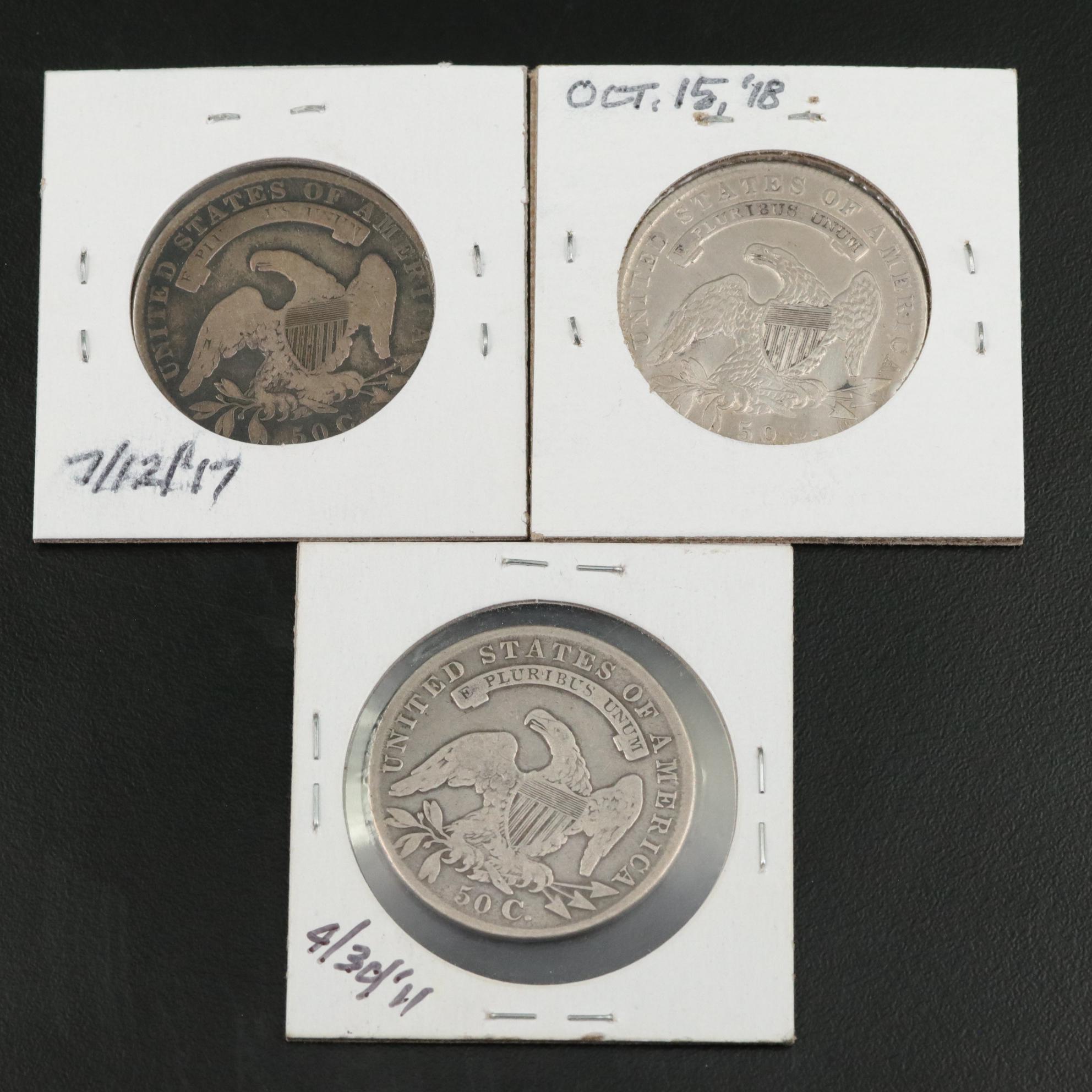 Five U.S. Capped Bust Silver Half Dollars, 1830s Everything But The House