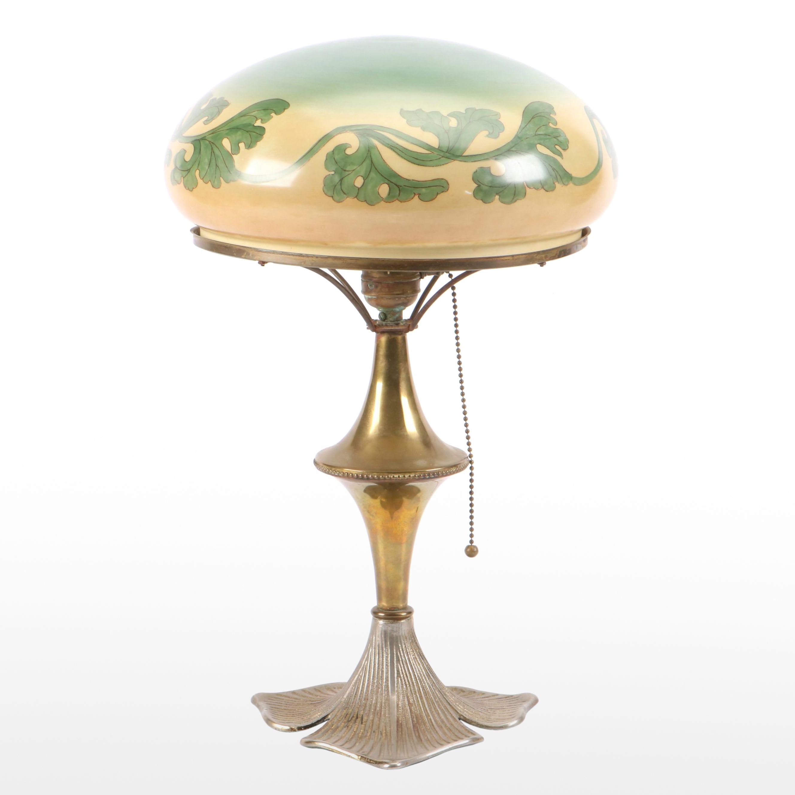 Handel Art Nouveau Glass Lamp Shade with Base, Early to Mid-20th Century