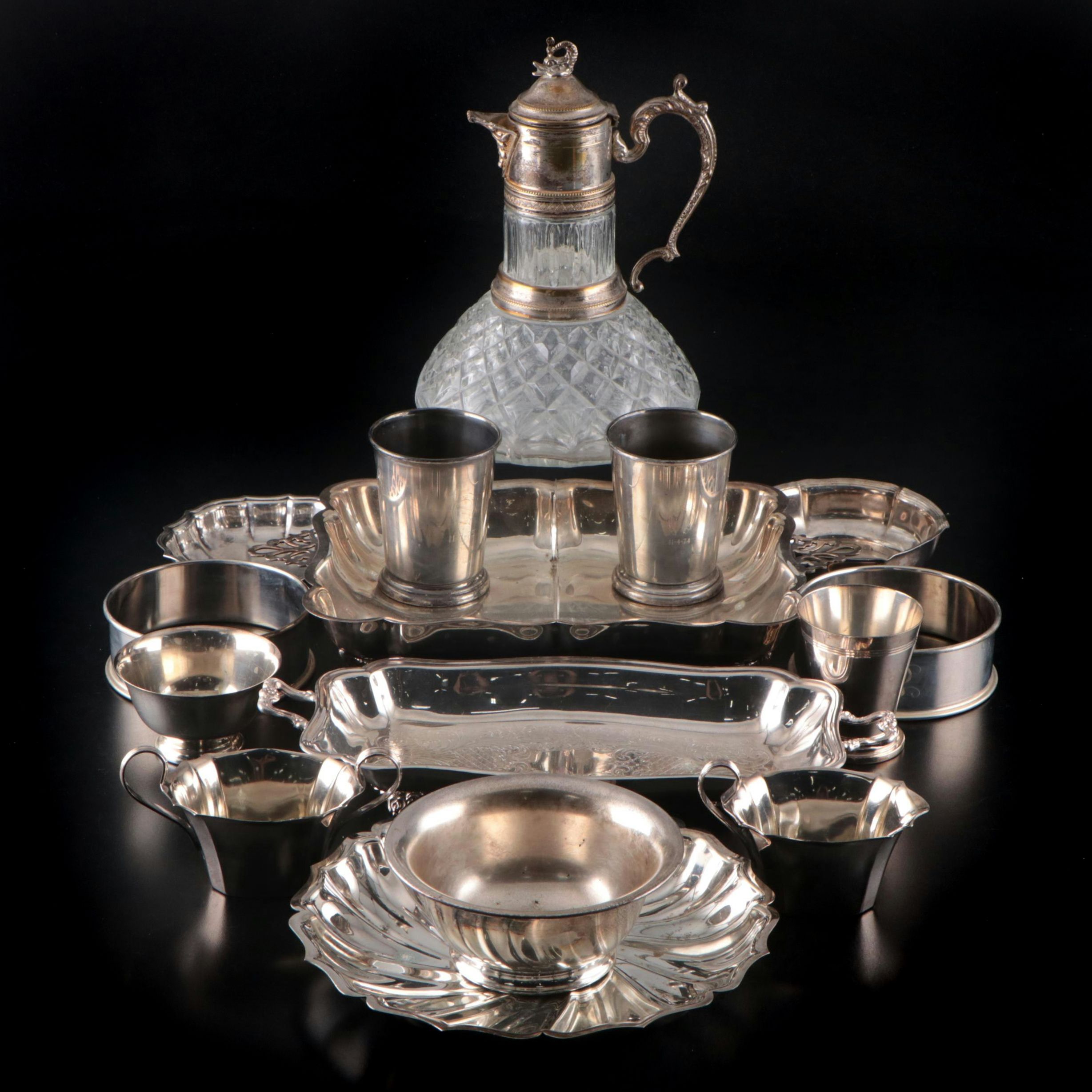 Reed & Barton Paul Revere Bowl with Other Silver Plate Tableware and Accessories