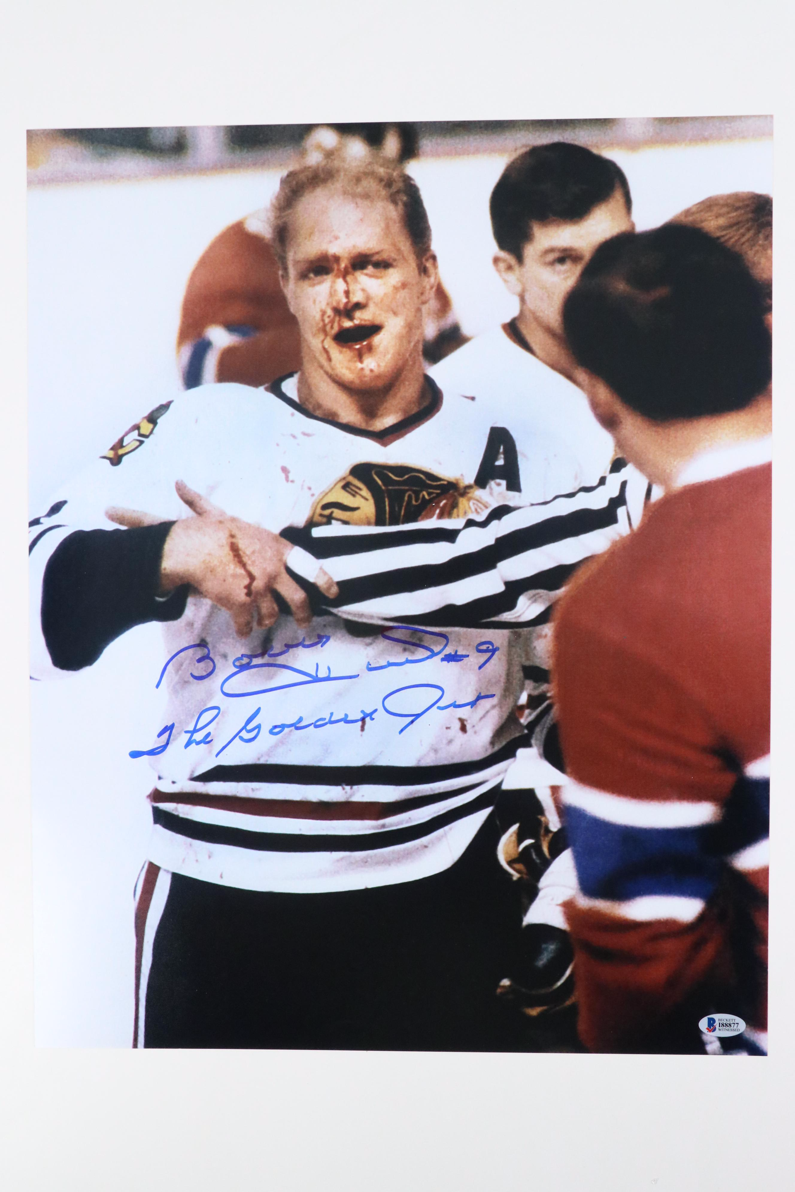 Bobby Hull Signed Chicago Blackhawks Large Hockey Photo with More