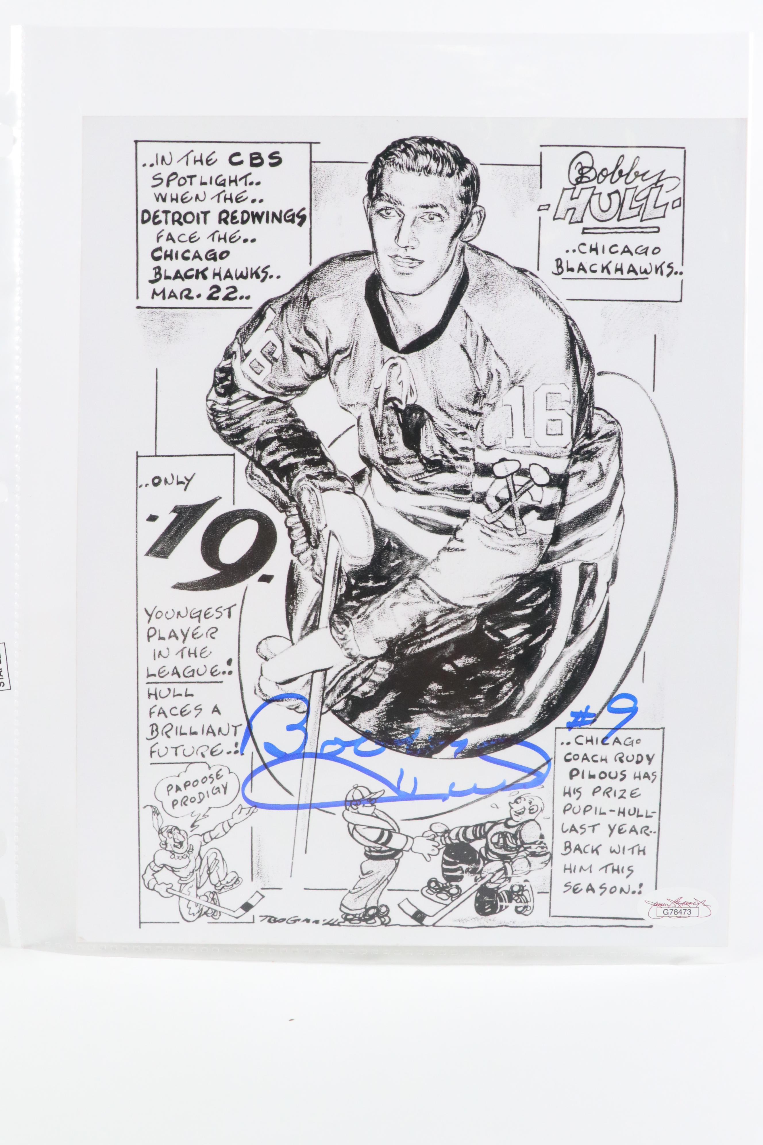 Bobby Hull Signed Chicago Blackhawks Large Hockey Photo with More