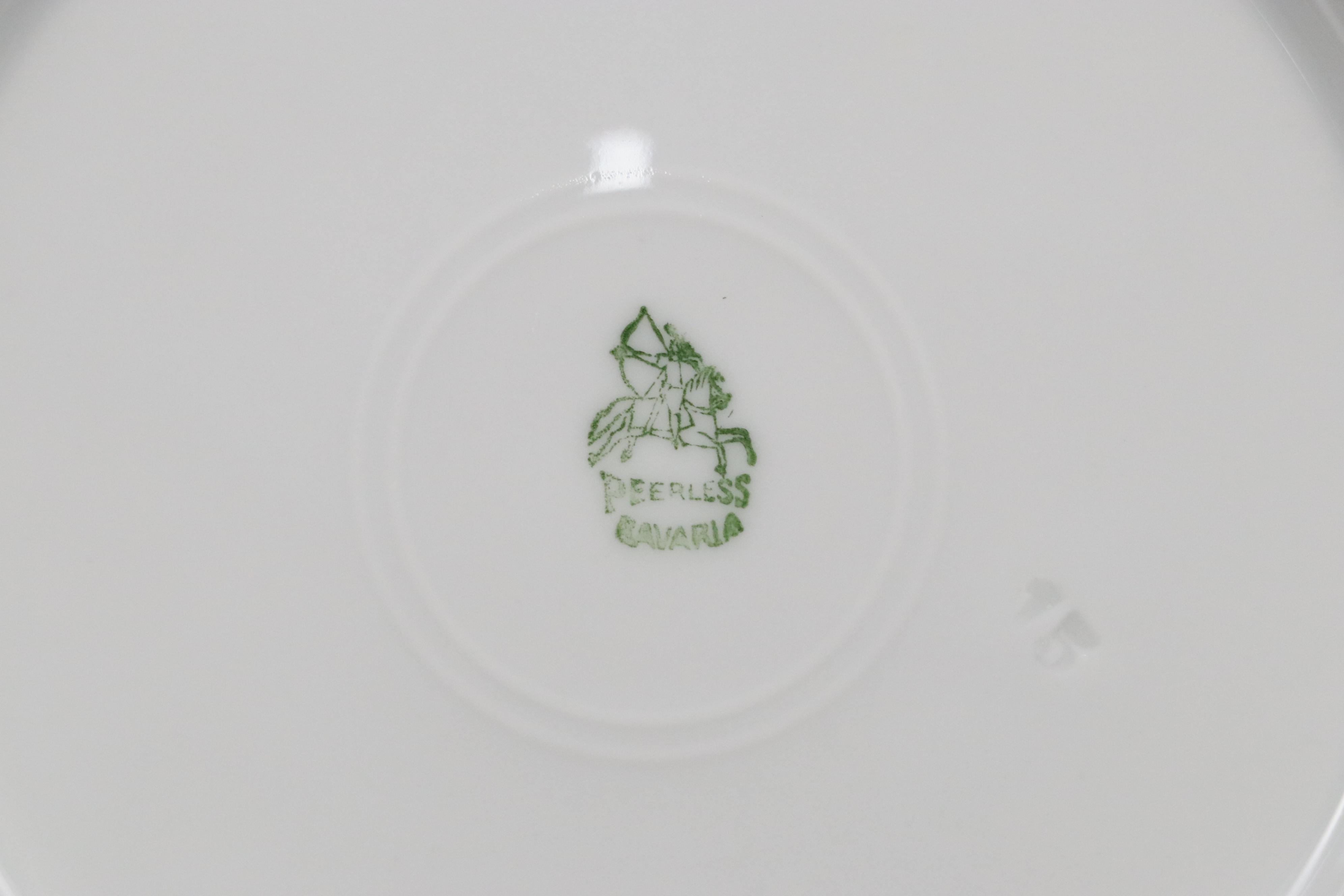 Peerless Bavarian Porcelain Bread & Butter Plates, Teacups, and Saucers, 20th C.