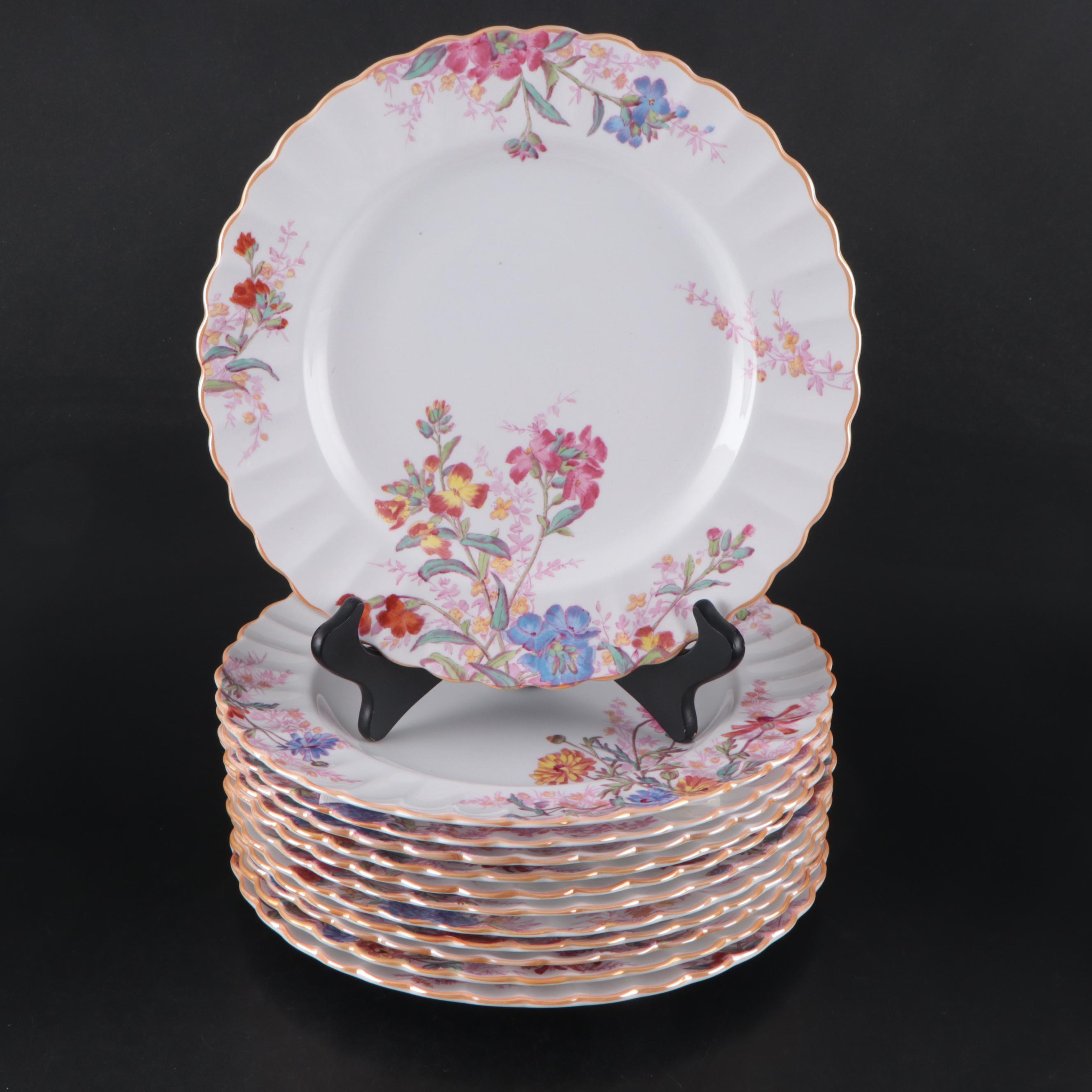 Spode "Chelsea Garden" Scalloped Mustard Trim Dinnerware, Mid to Late 20th C.