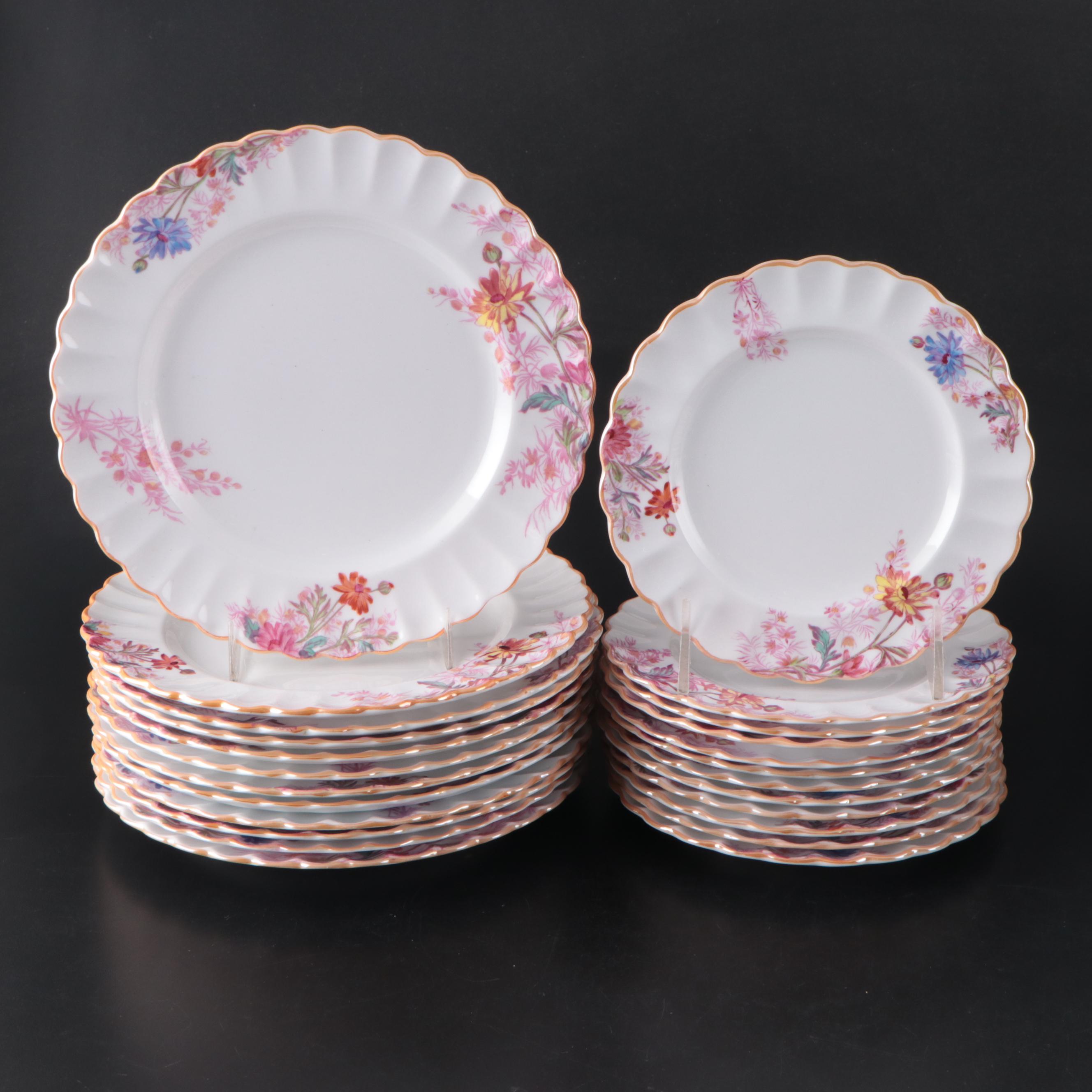 Spode "Chelsea Garden" Scalloped Mustard Trim Dinnerware, Mid to Late 20th C.