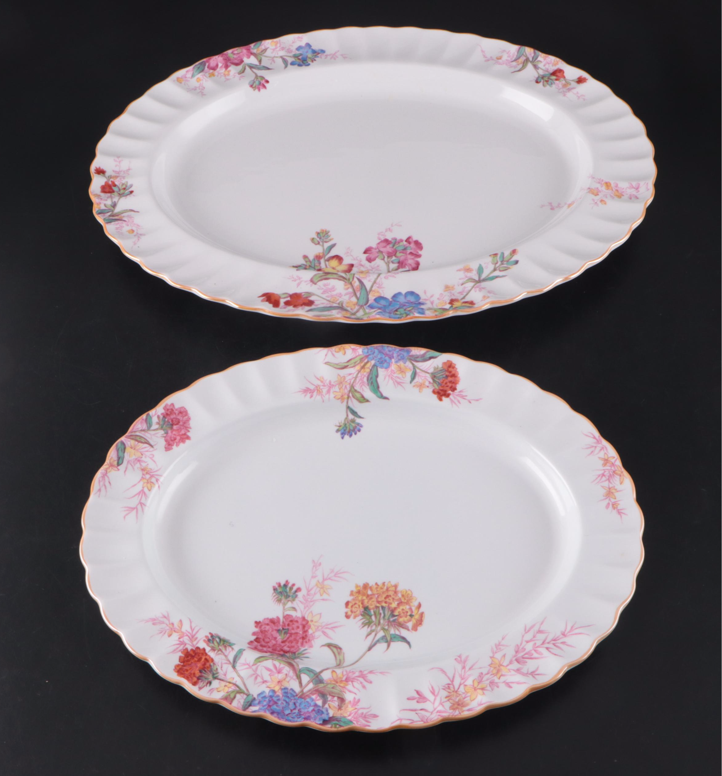Spode "Chelsea Garden" Scalloped Mustard Trim Dinnerware, Mid to Late 20th C.