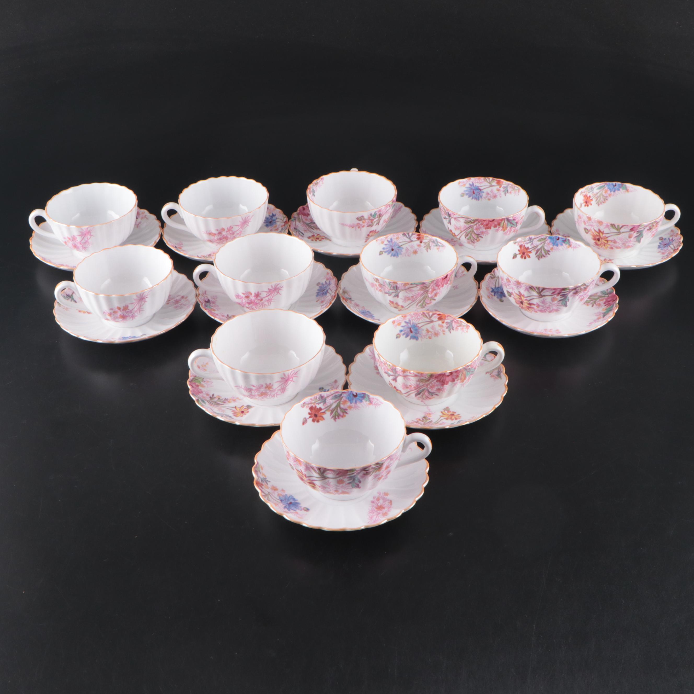 Spode "Chelsea Garden" Scalloped Mustard Trim Dinnerware, Mid to Late 20th C.