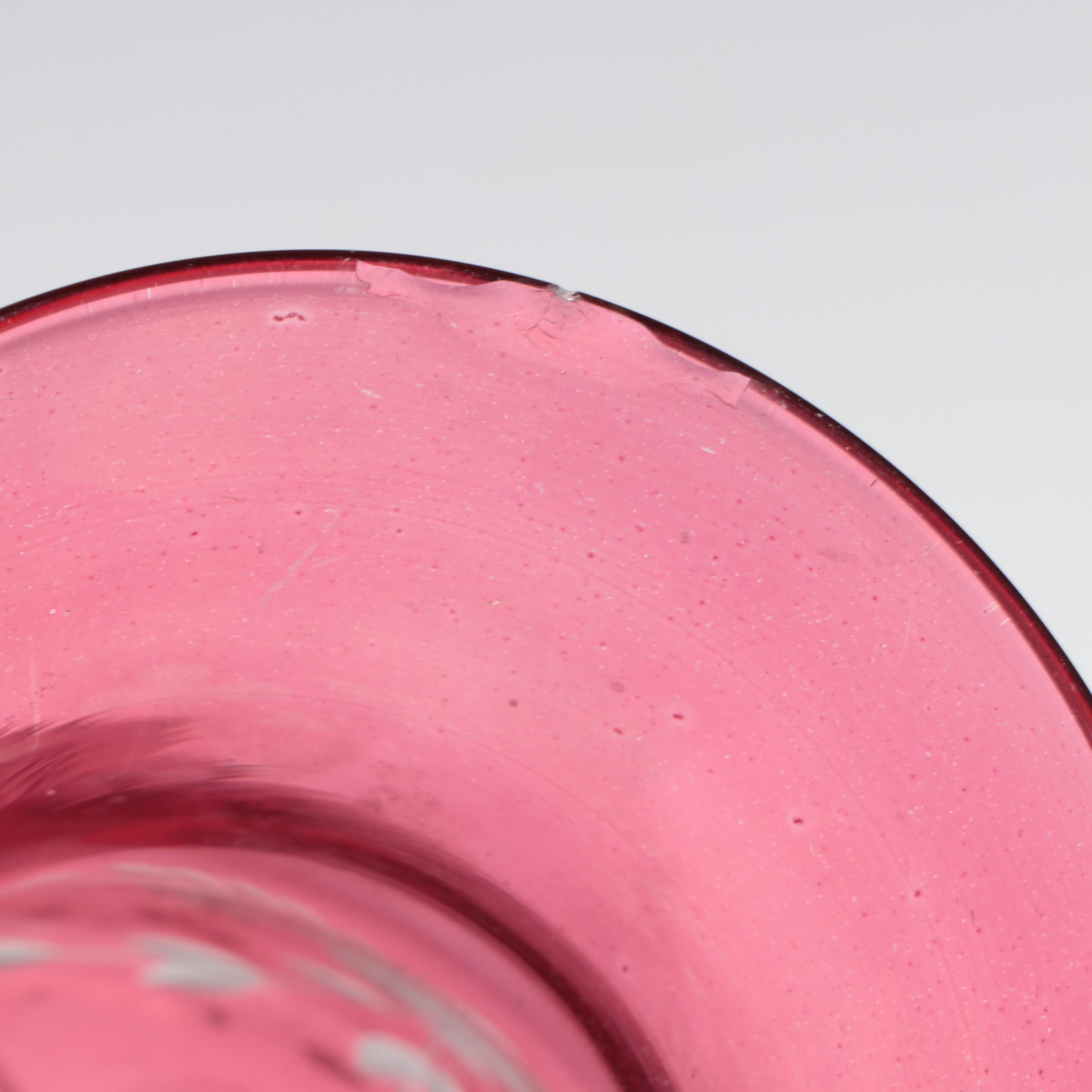 Cranberry Glass Hurricane Shades with Sterling Silver Base and More