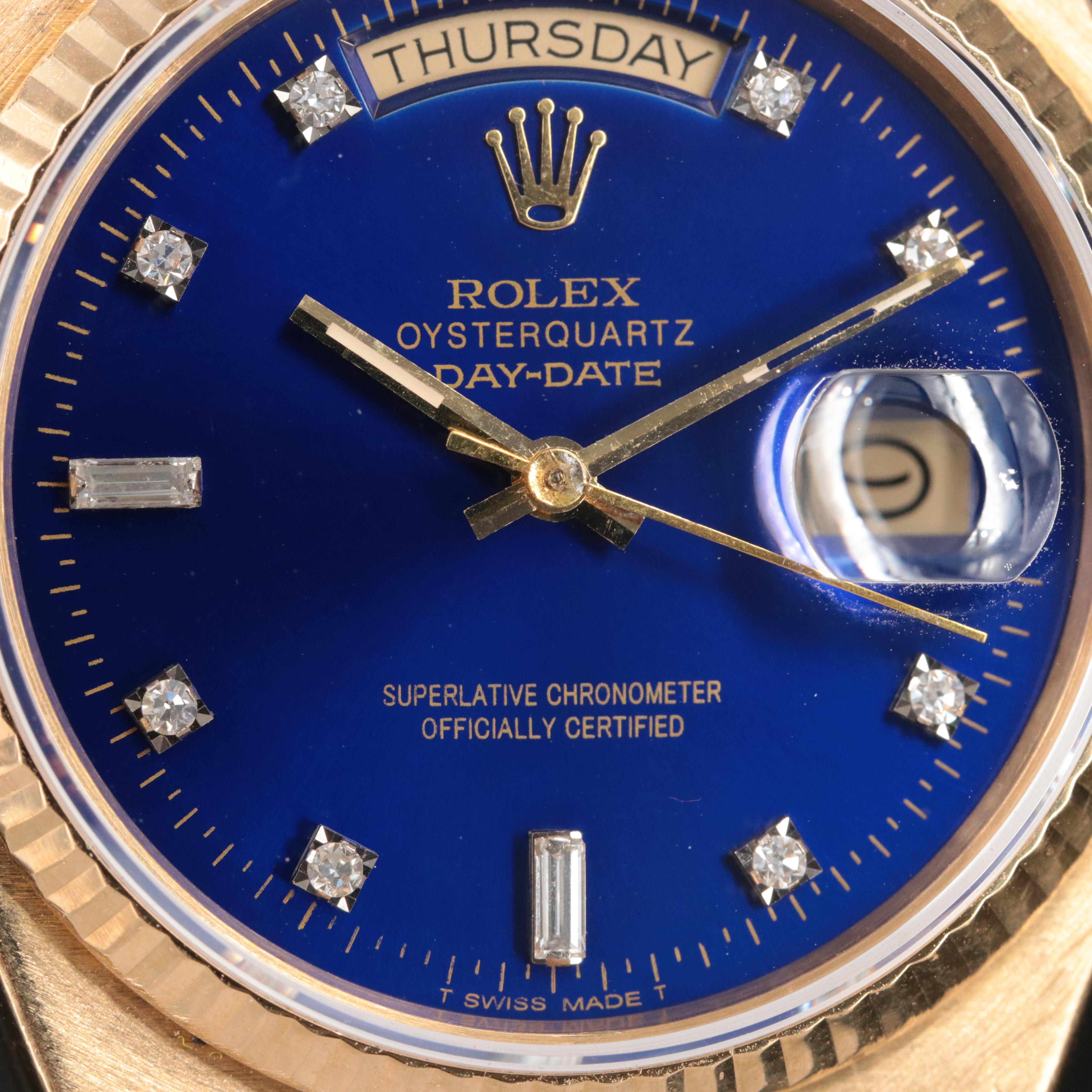 1983 Rolex Custom Diamond Dial OysterQuartz Day-Date Watch