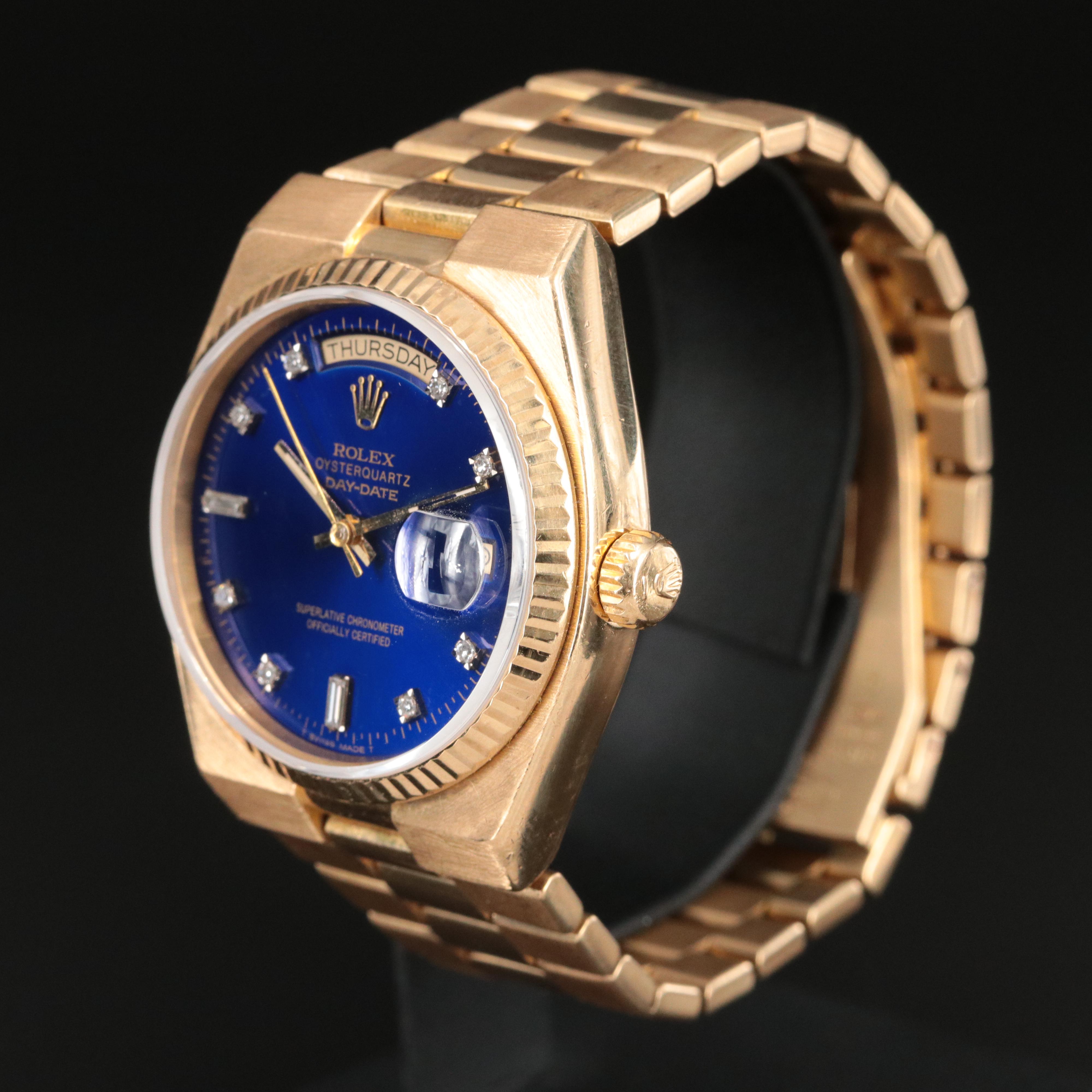 1983 Rolex Custom Diamond Dial OysterQuartz Day-Date Watch