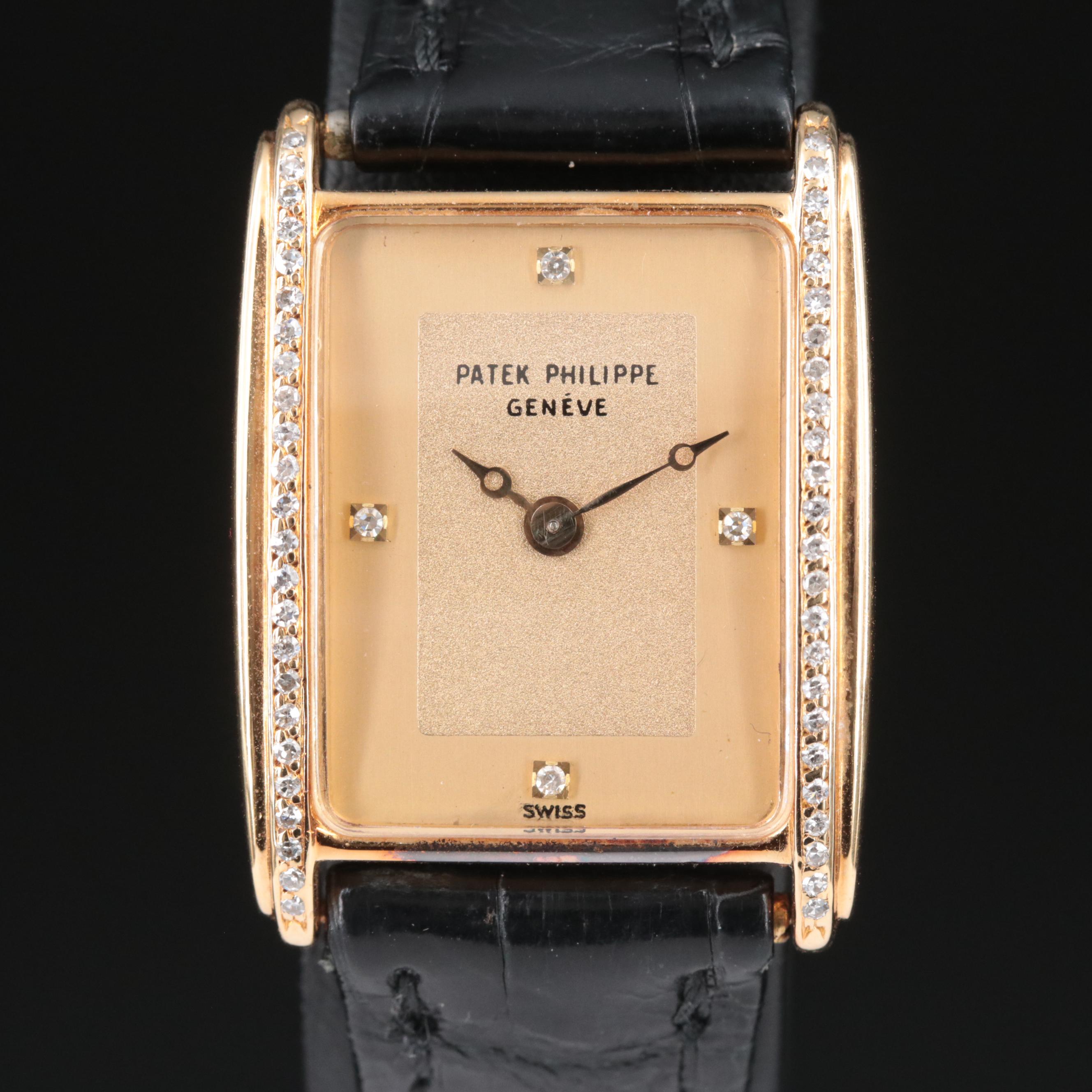 Patek Philippe Custom Diamond Set 18K Gold Watch