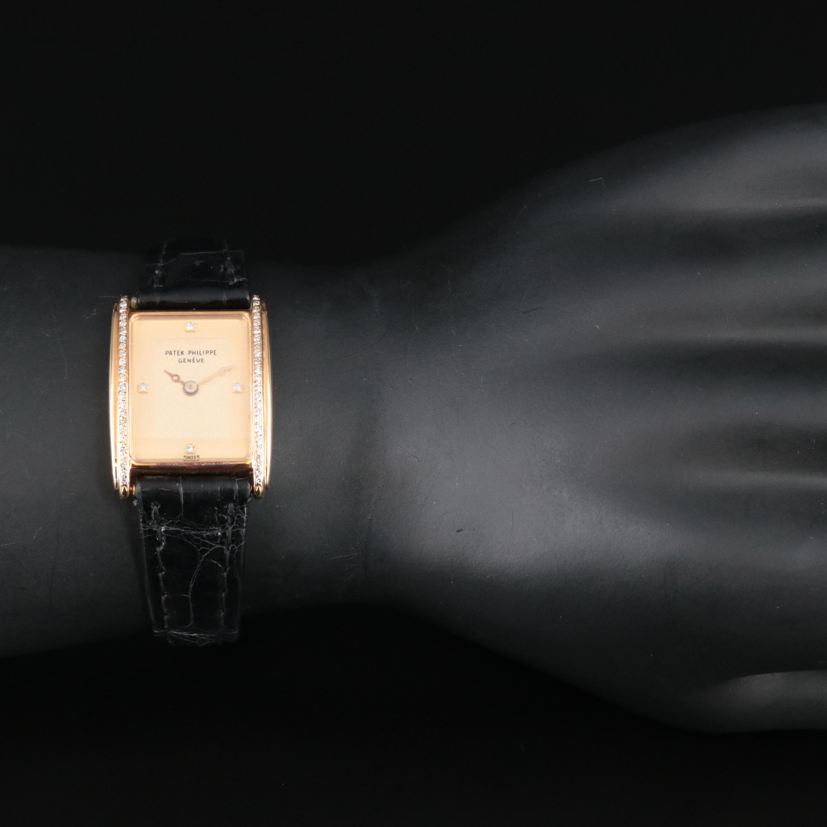 Patek Philippe Custom Diamond Set 18K Gold Watch