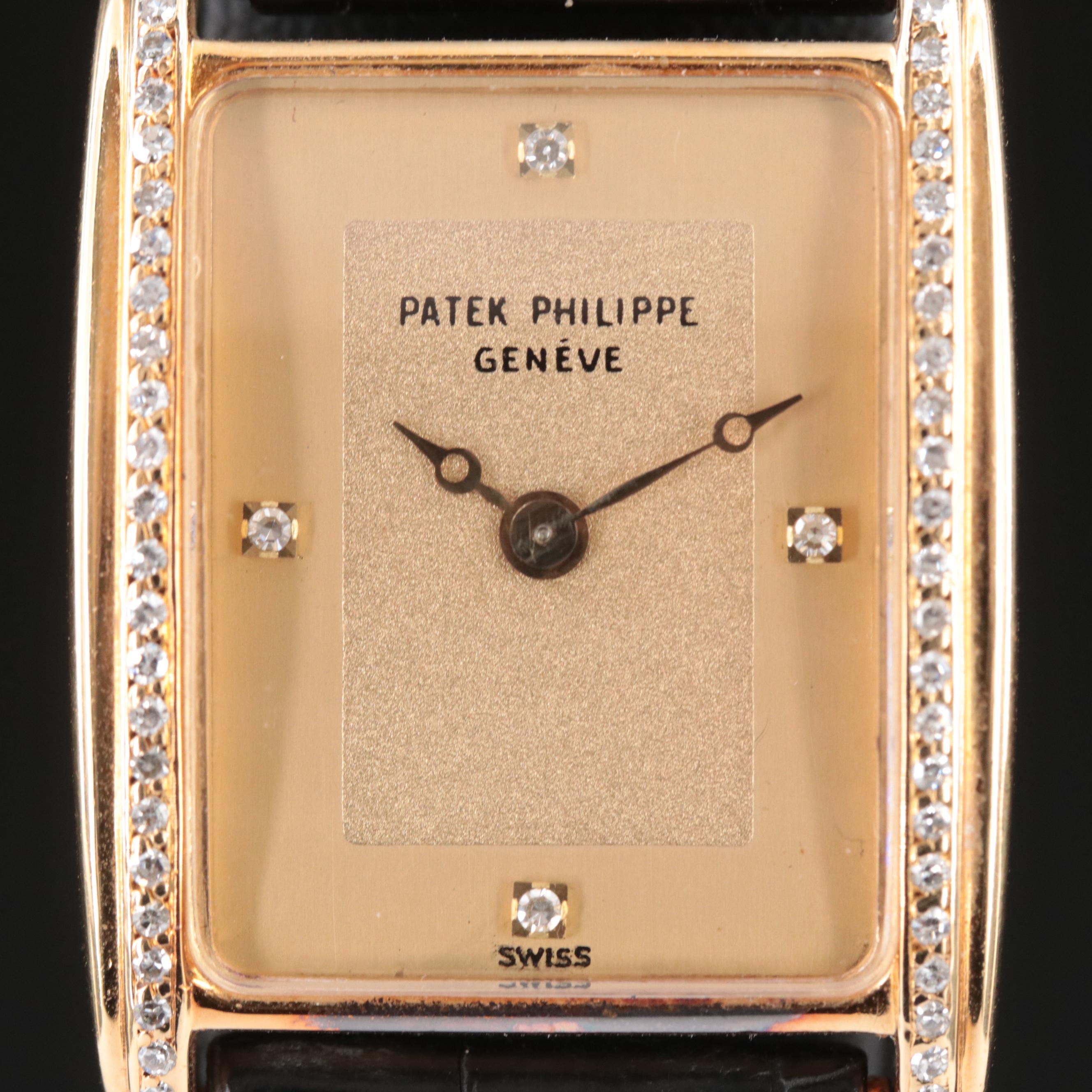 Patek Philippe Custom Diamond Set 18K Gold Watch