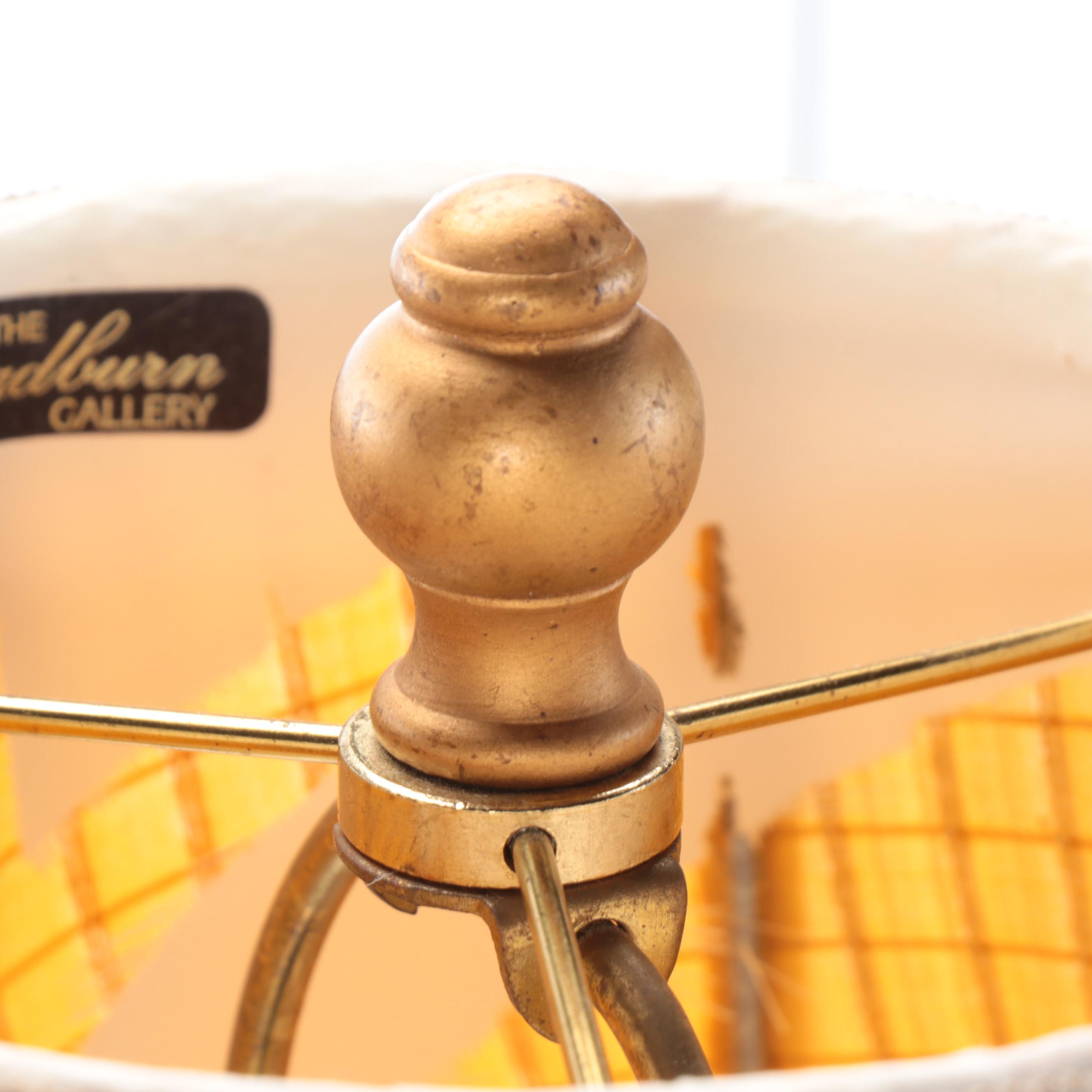 Paid of Oriental Accent Lattice Pattern Ceramic Lamps with Bradburn Shades