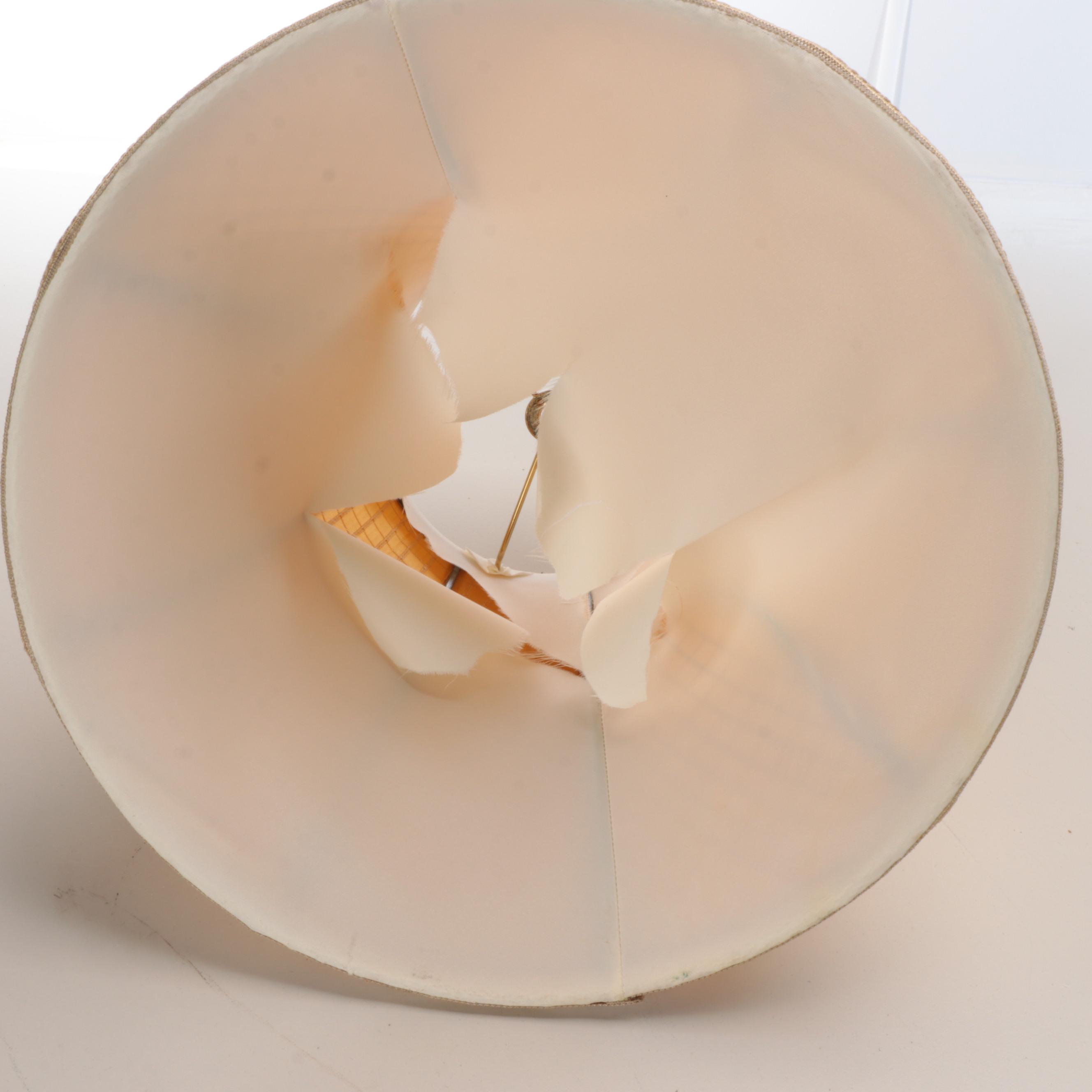 Paid of Oriental Accent Lattice Pattern Ceramic Lamps with Bradburn Shades