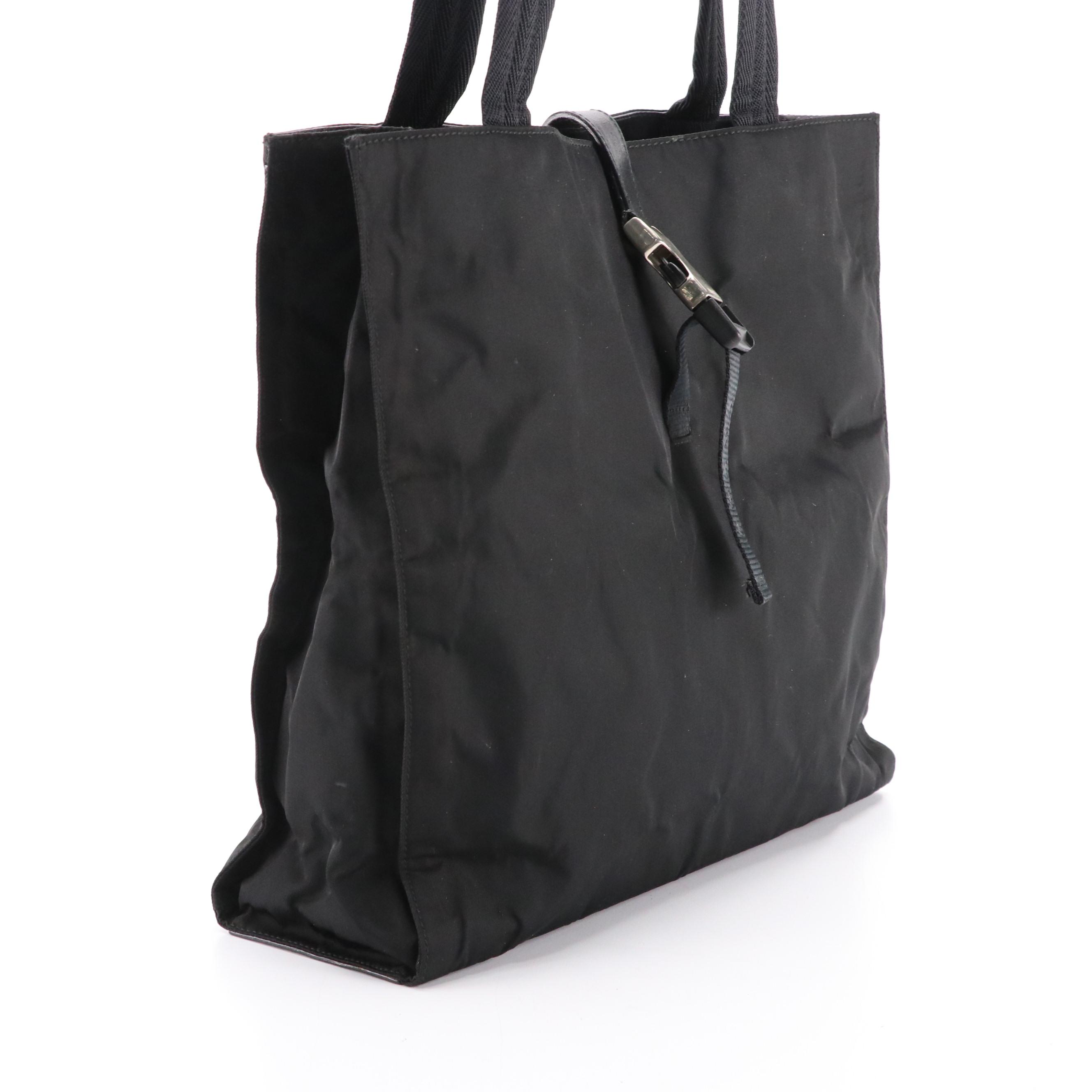 Prada Buckle Strap Shoulder Bag in Black Tessuto Nylon