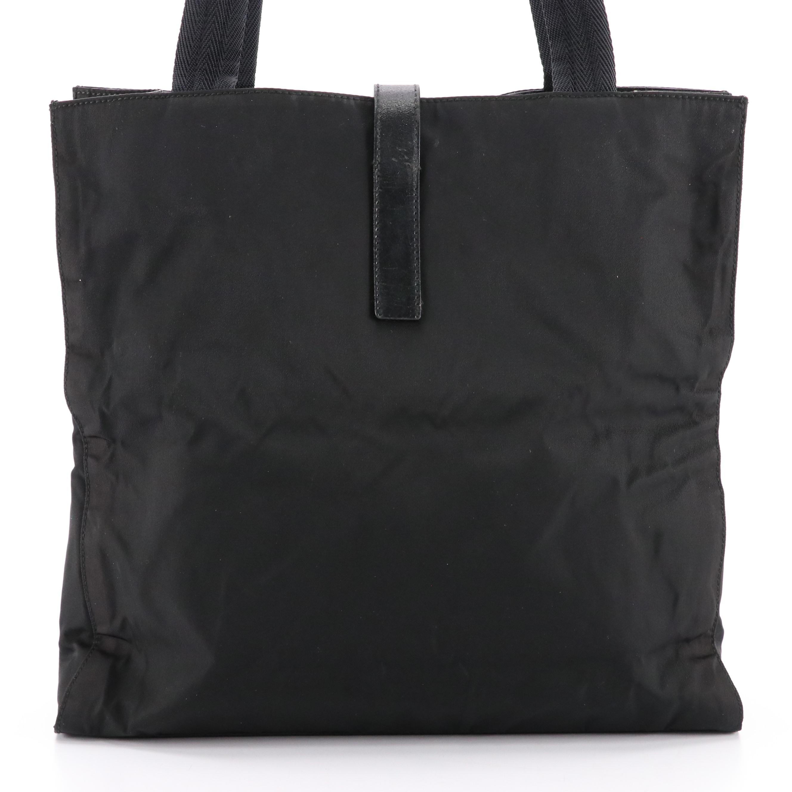 Prada Buckle Strap Shoulder Bag in Black Tessuto Nylon