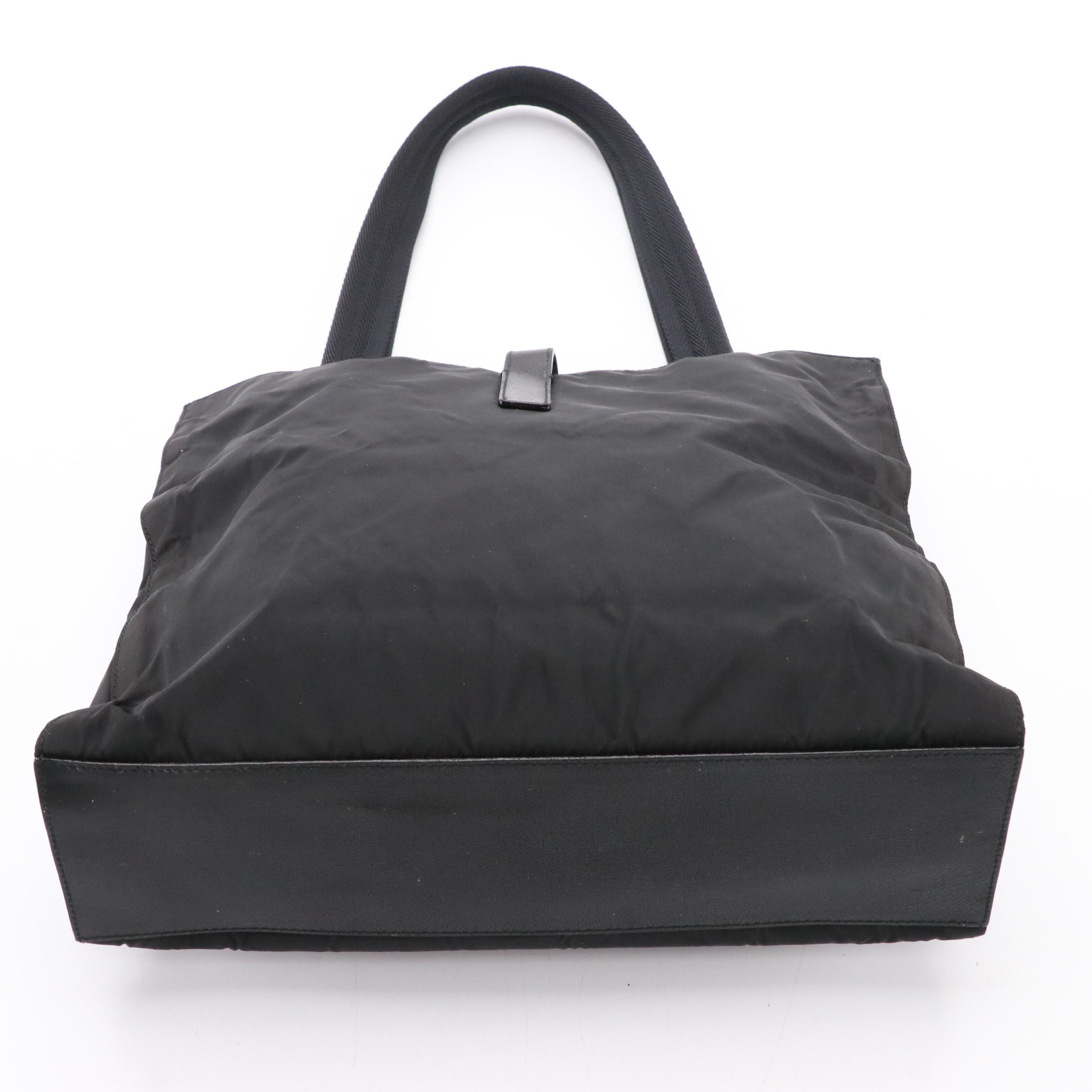 Prada Buckle Strap Shoulder Bag in Black Tessuto Nylon