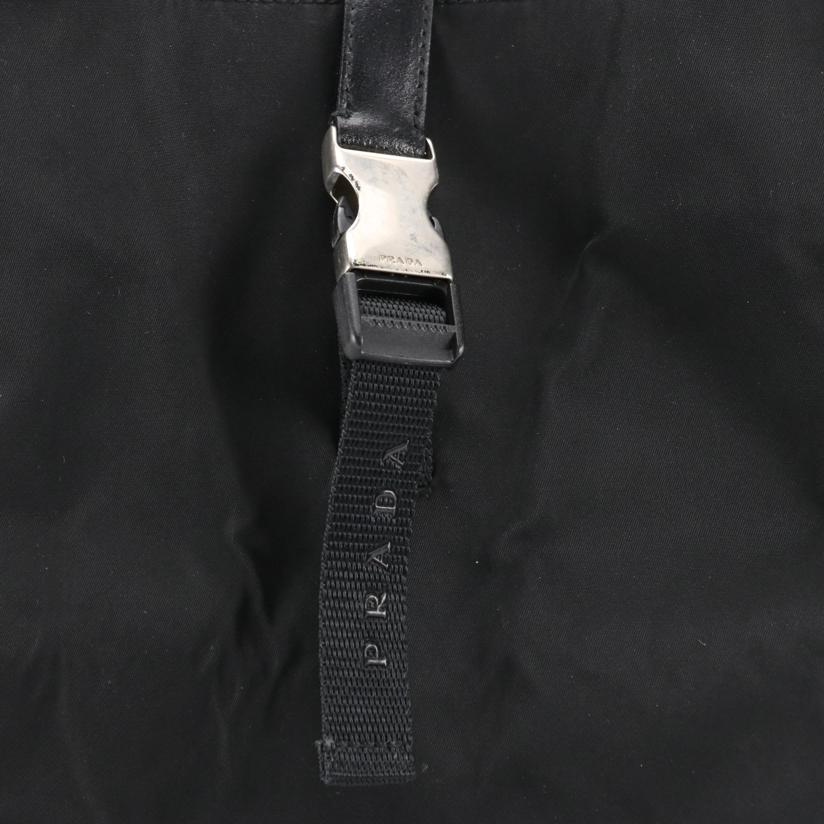 Prada Buckle Strap Shoulder Bag in Black Tessuto Nylon