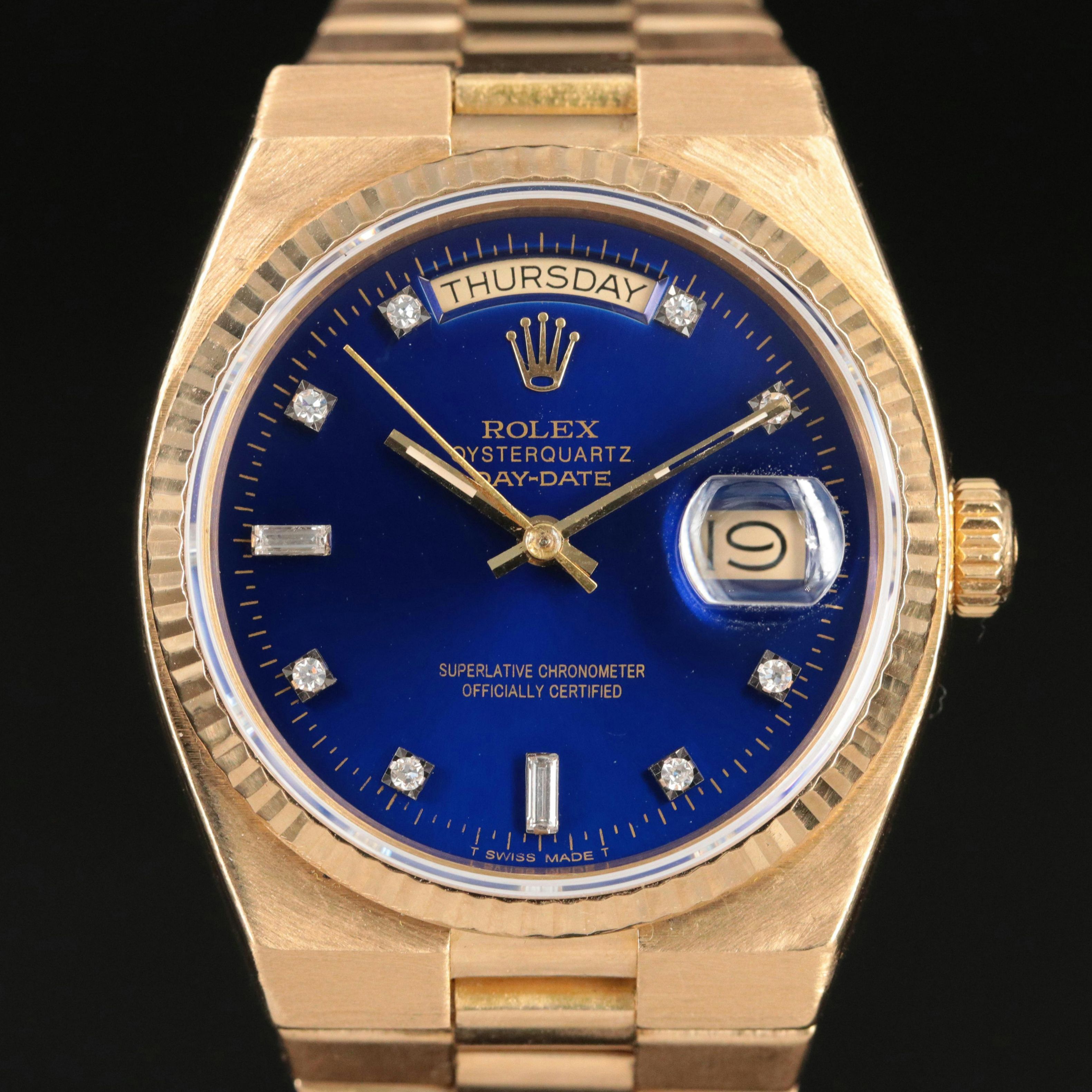 1983 Rolex Custom Diamond Dial OysterQuartz Day-Date Watch