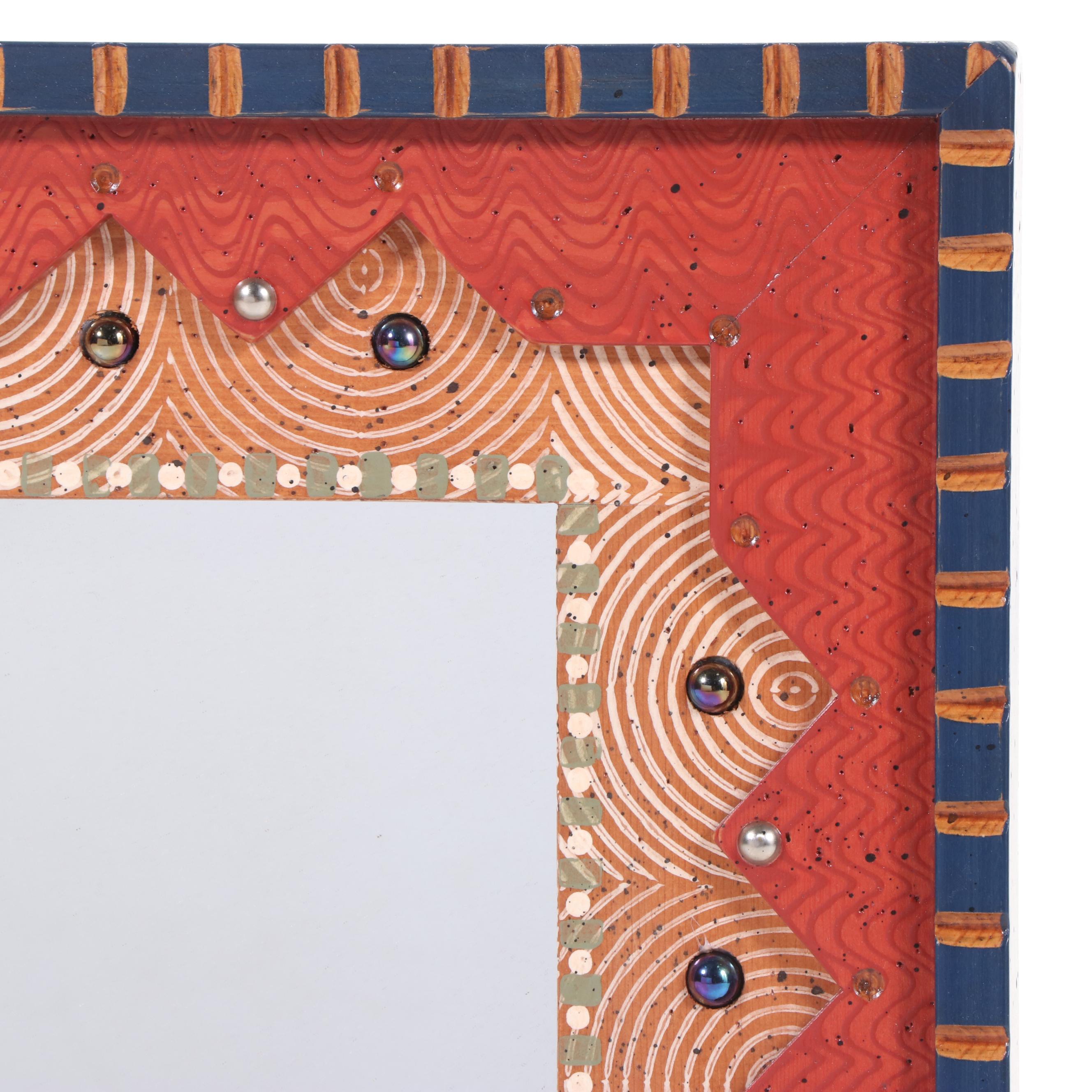 David Marsh Paint-Decorated Wood Wall Mirror, 2008