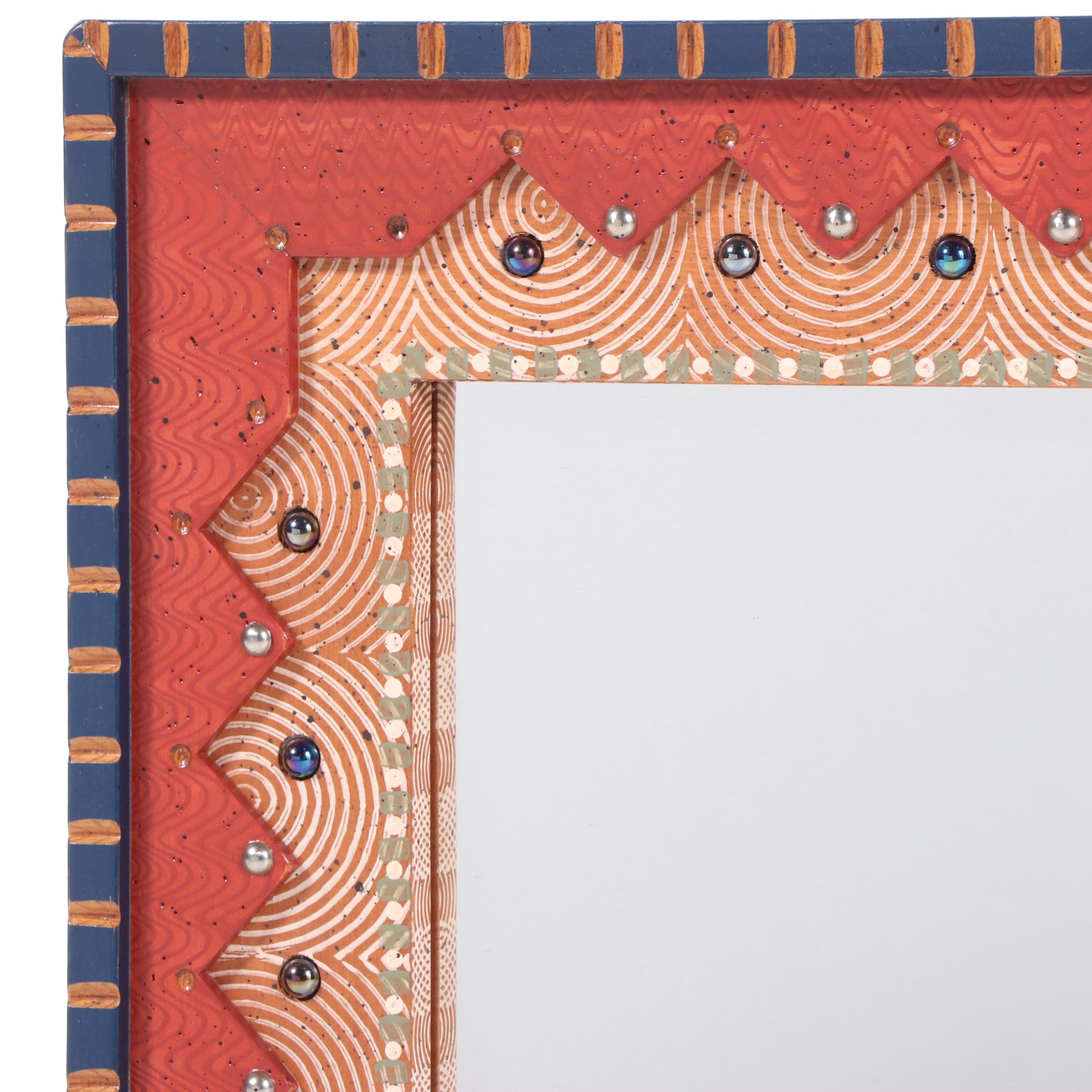 David Marsh Paint-Decorated Wood Wall Mirror, 2008