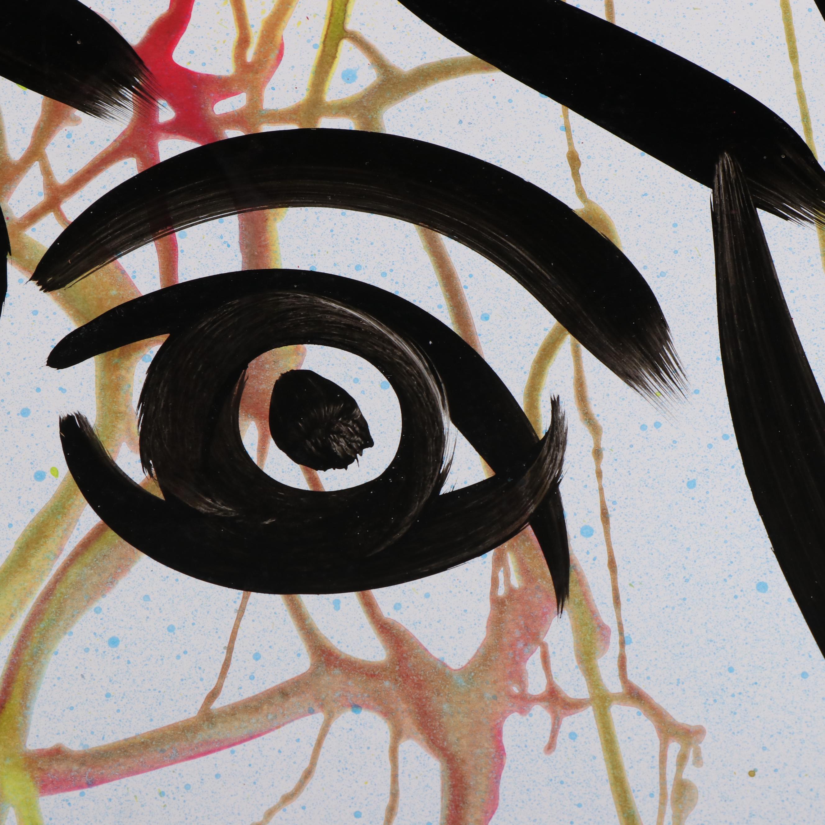 Peter Keil Abstract Acrylic Portrait Painting, Late 20th Century