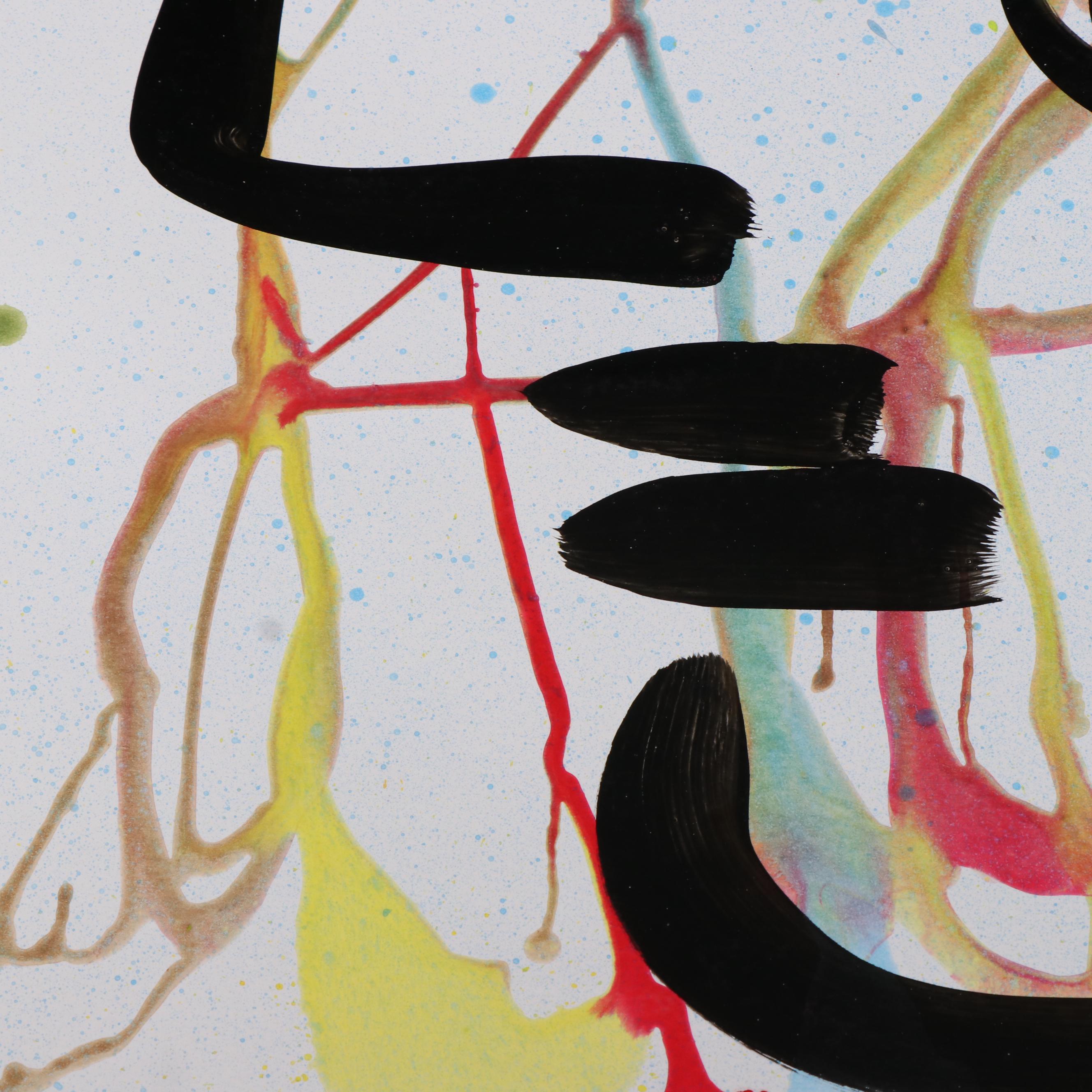 Peter Keil Abstract Acrylic Portrait Painting, Late 20th Century