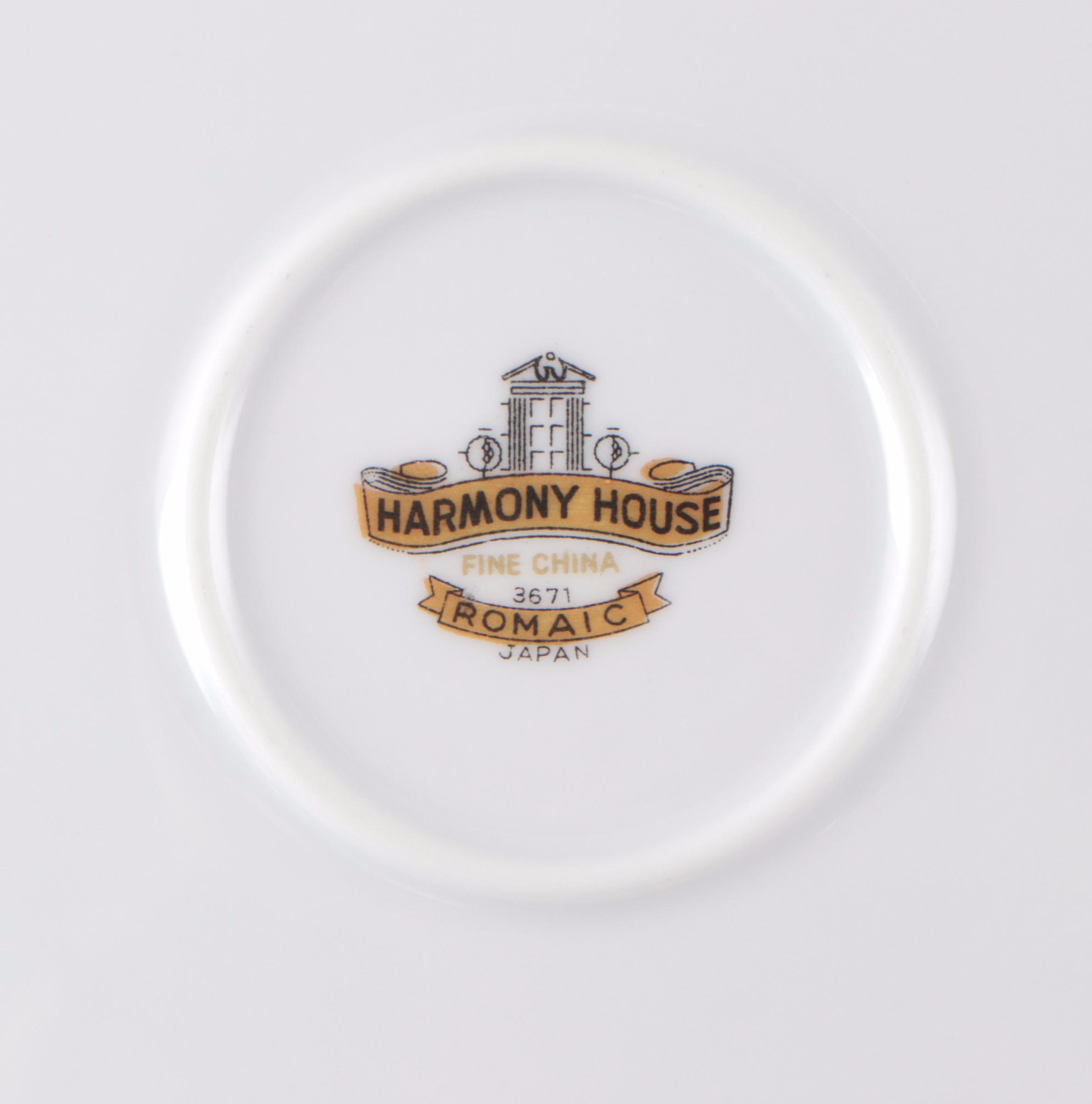 Harmony House Porcelain "Romaic" Dinnerware, Mid to Late 20th Century