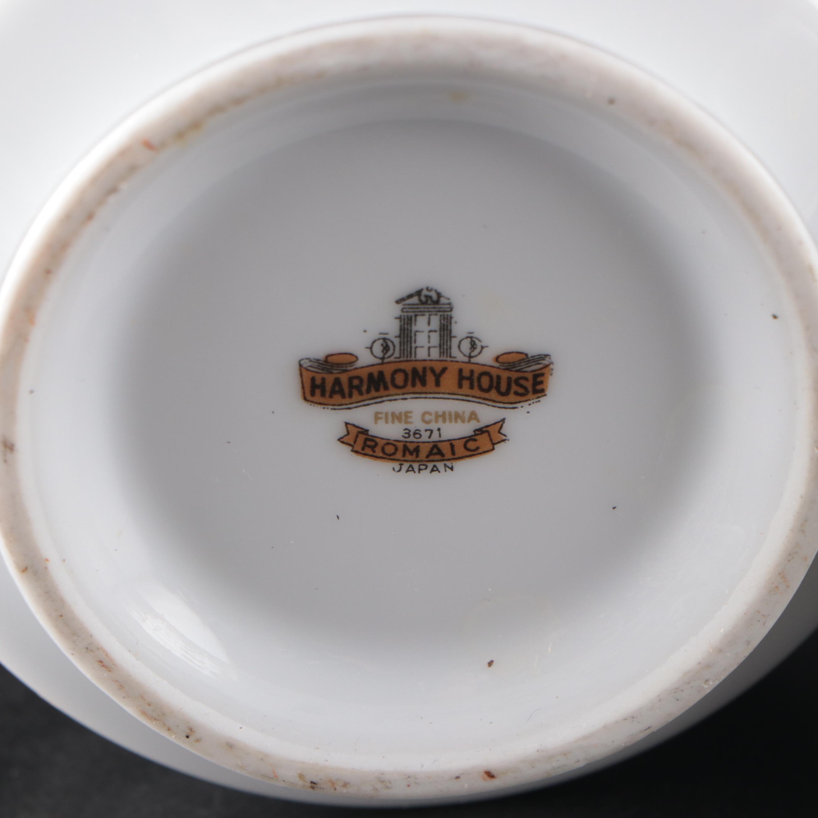 Harmony House Porcelain "Romaic" Dinnerware, Mid to Late 20th Century
