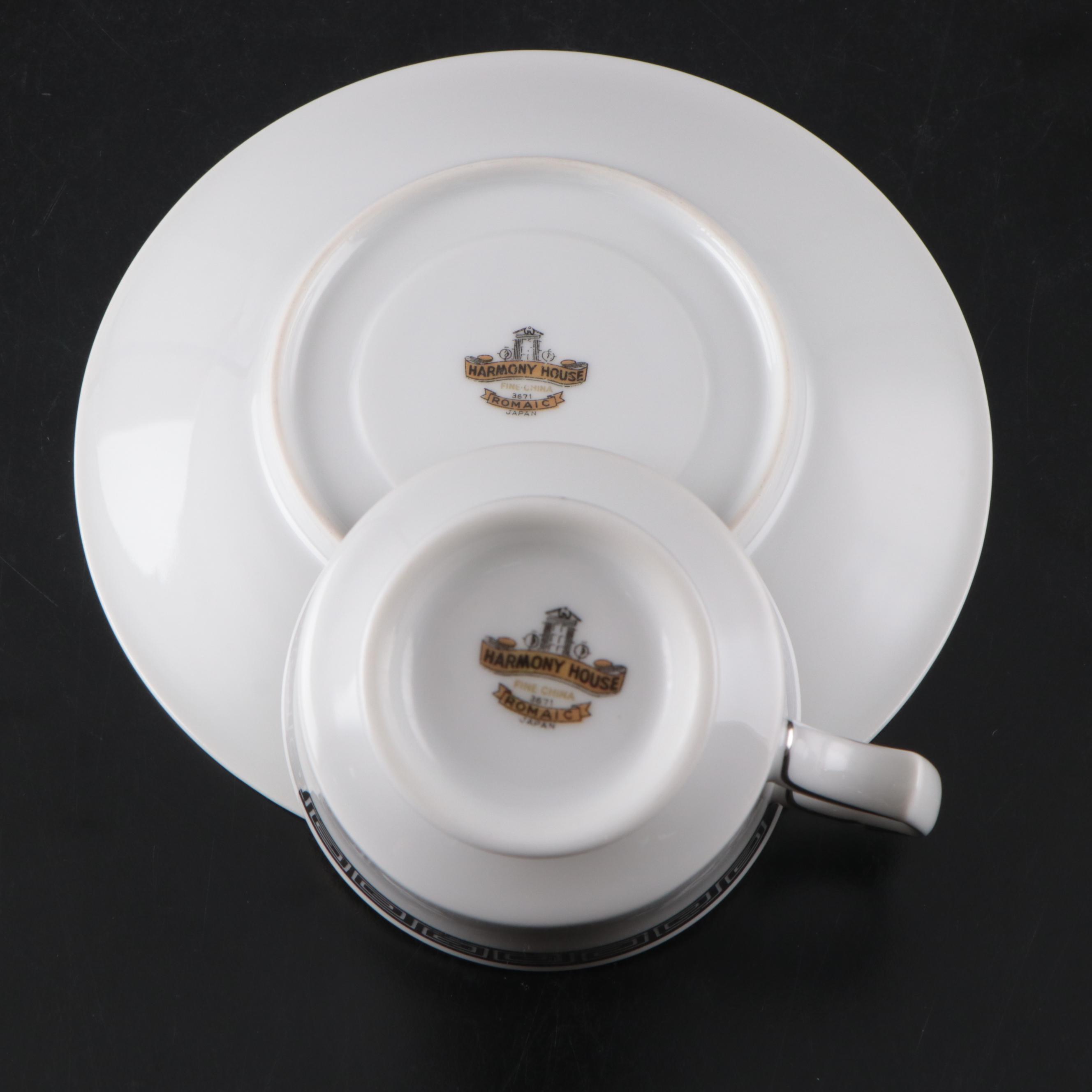 Harmony House Porcelain "Romaic" Dinnerware, Mid to Late 20th Century