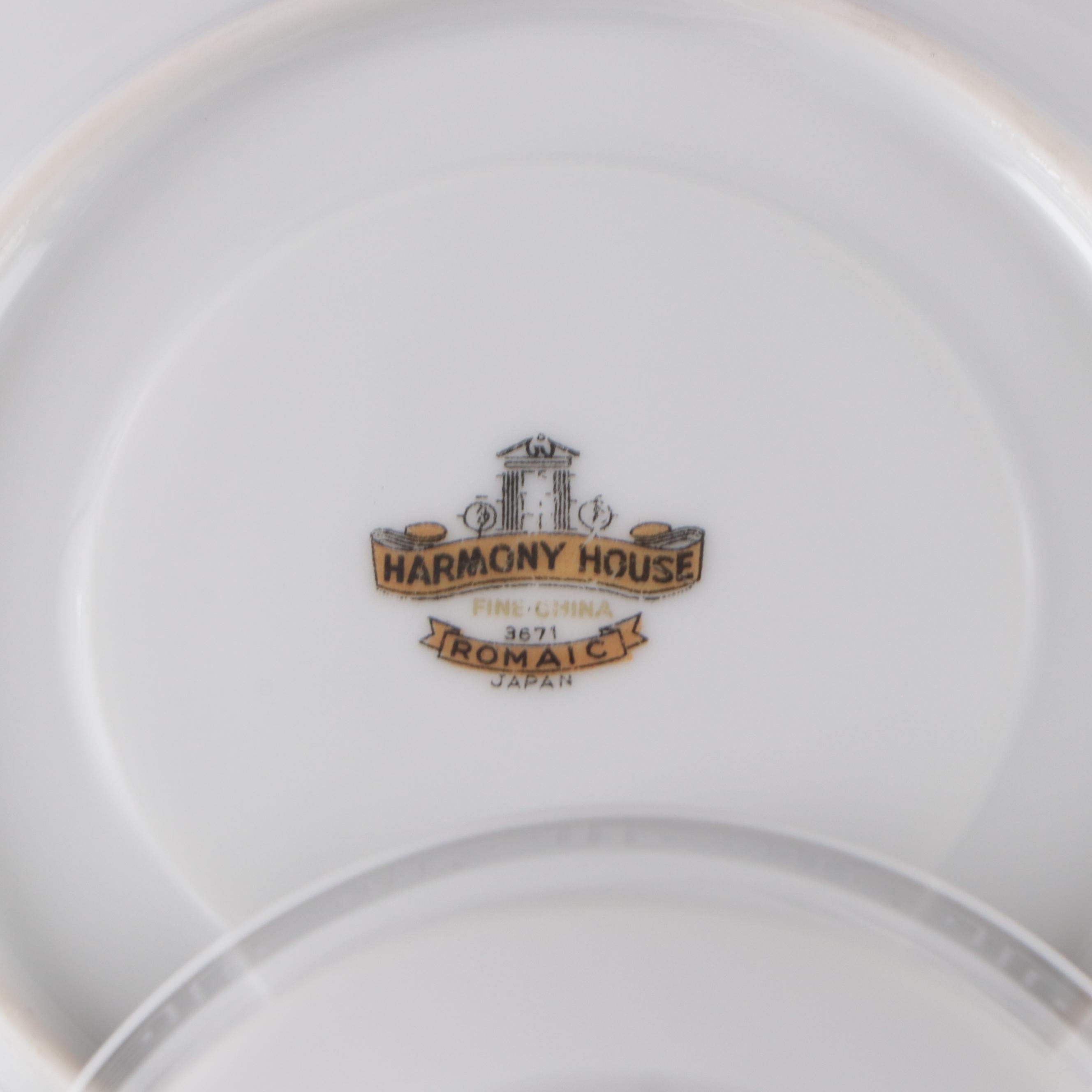 Harmony House Porcelain "Romaic" Dinnerware, Mid to Late 20th Century