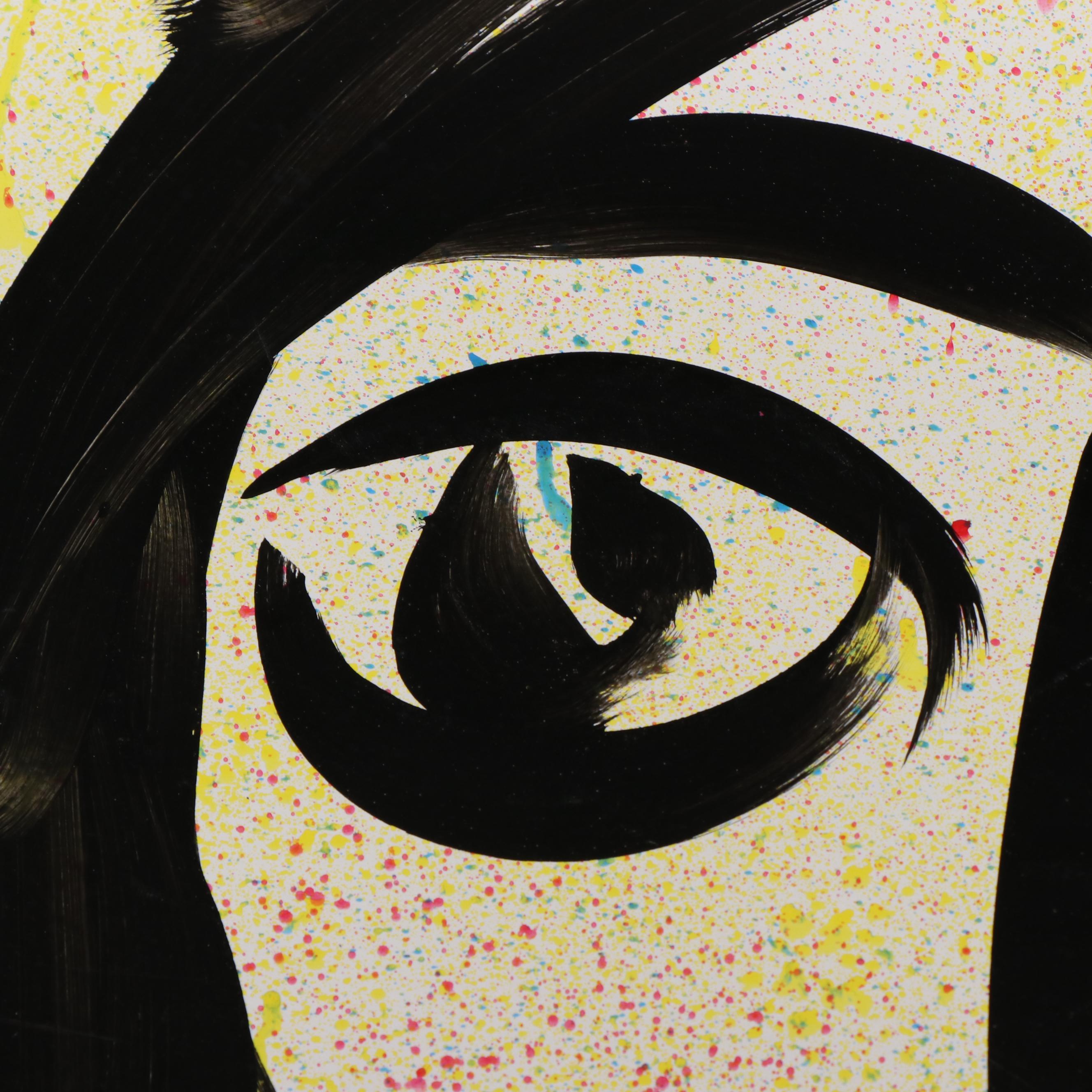 Peter Keil Abstract Acrylic Portrait Painting, Late 20th Century