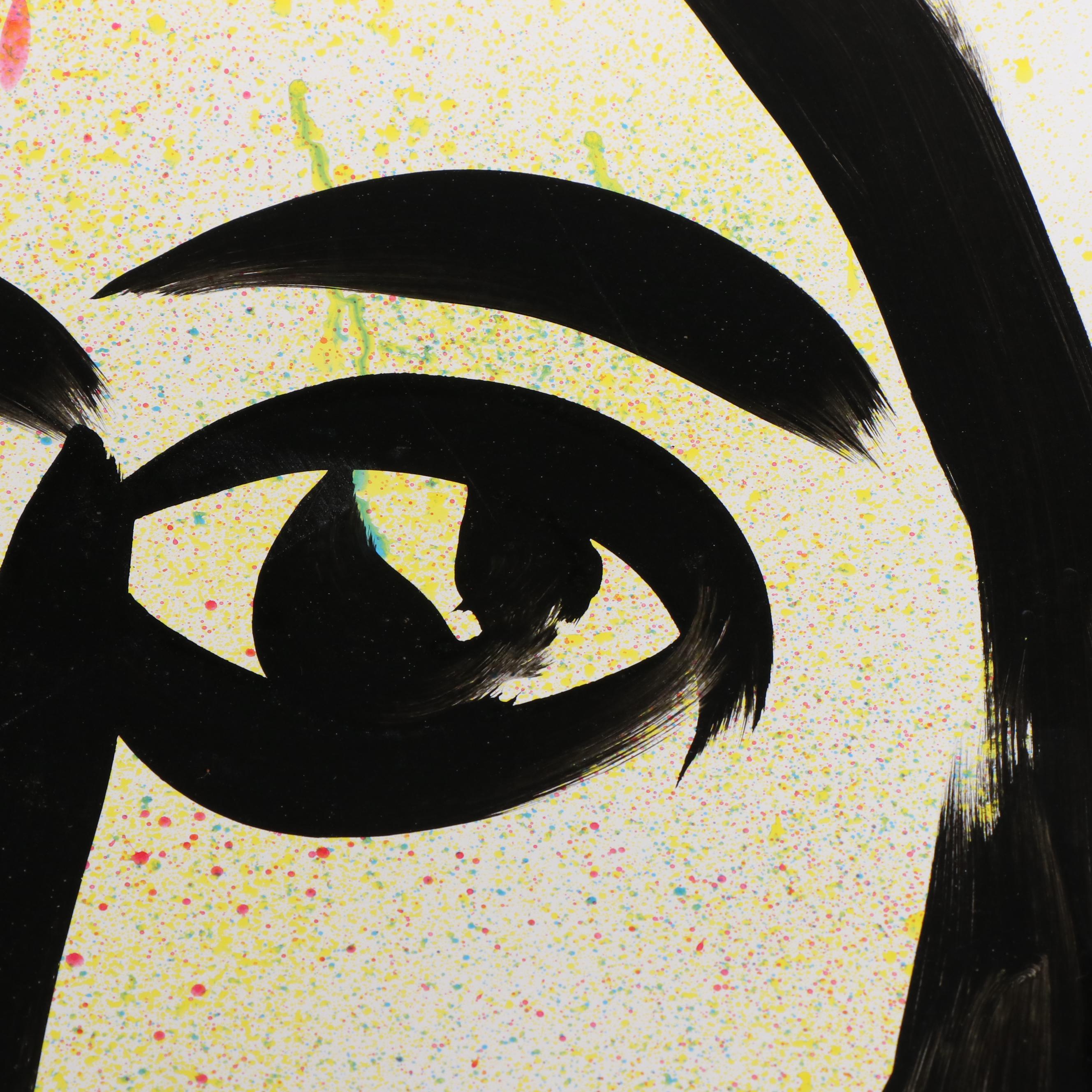 Peter Keil Abstract Acrylic Portrait Painting, Late 20th Century