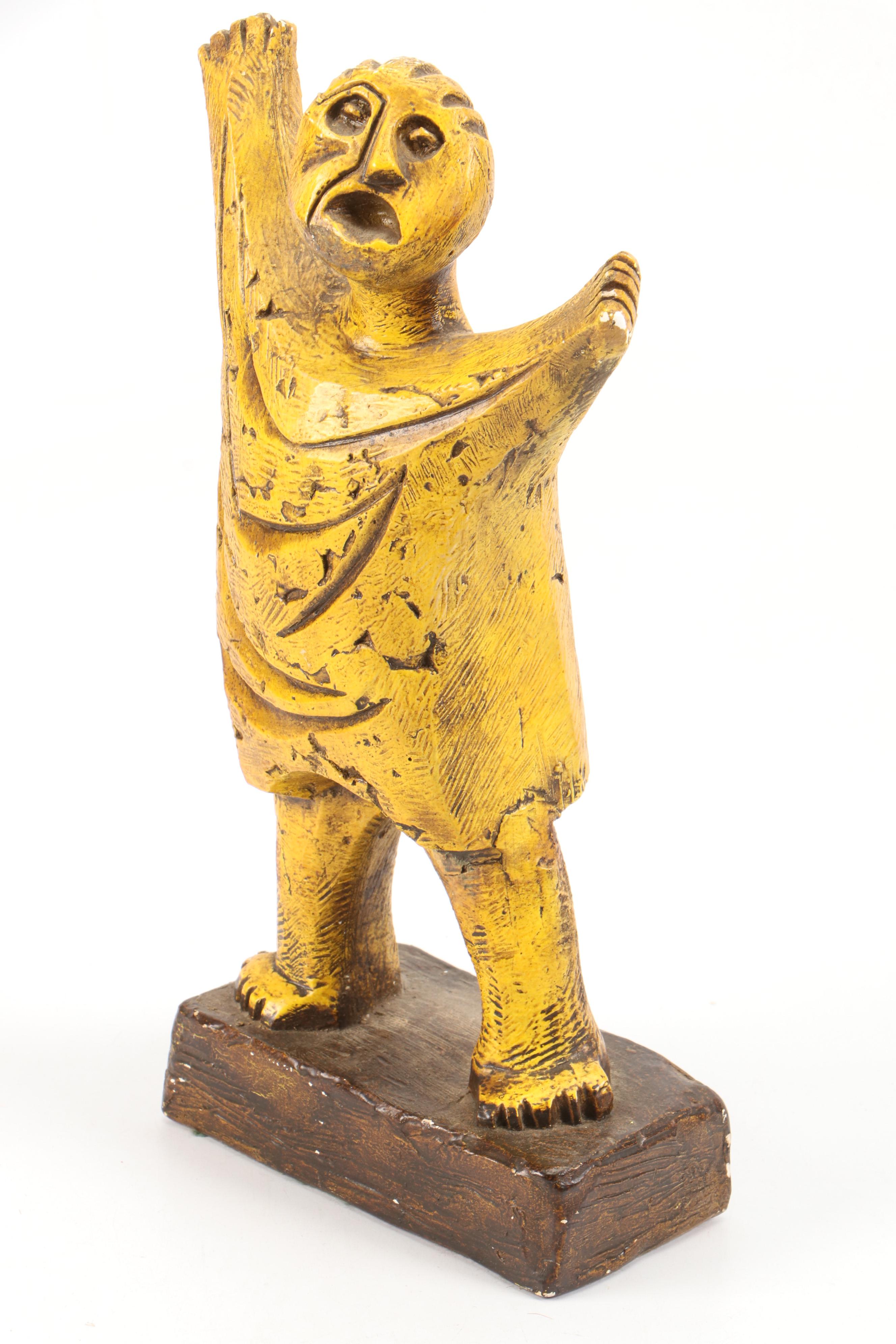 Morning Stretch Yellow Plaster Figurine by Jaru