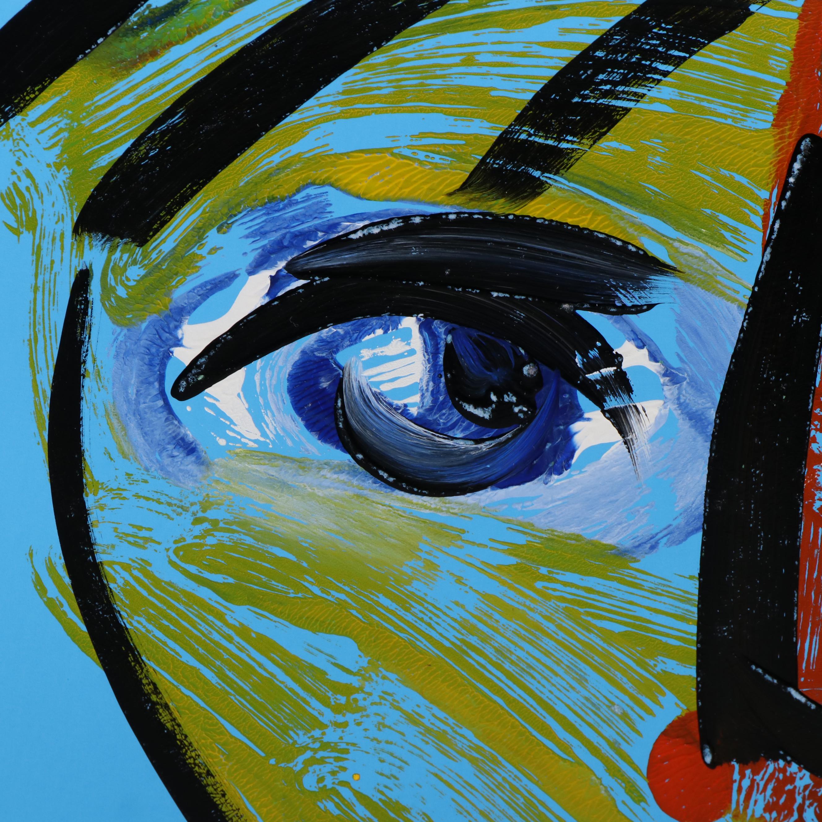 Peter Keil Abstract Acrylic Portrait Painting, Late 20th Century