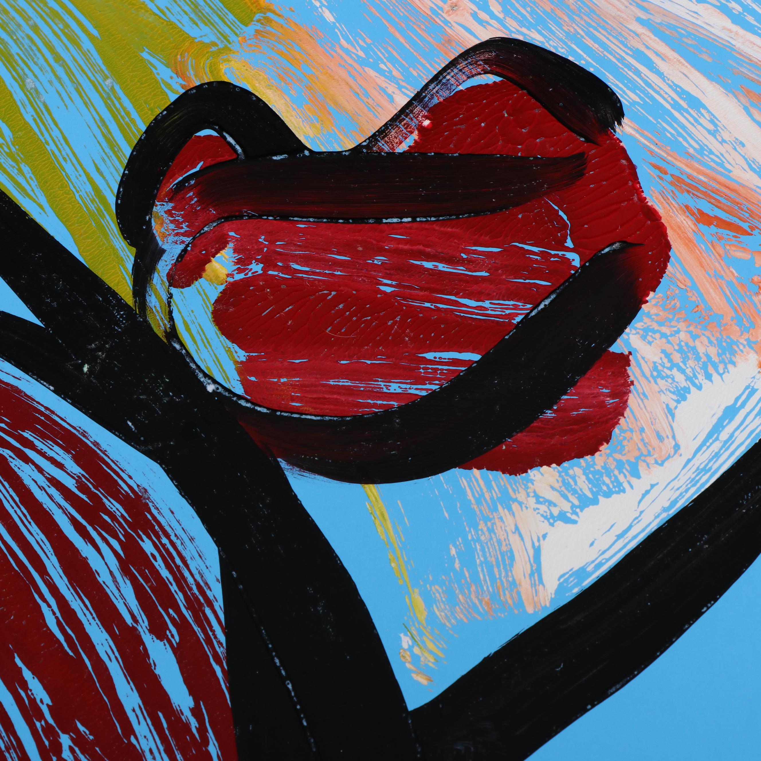 Peter Keil Abstract Acrylic Portrait Painting, Late 20th Century