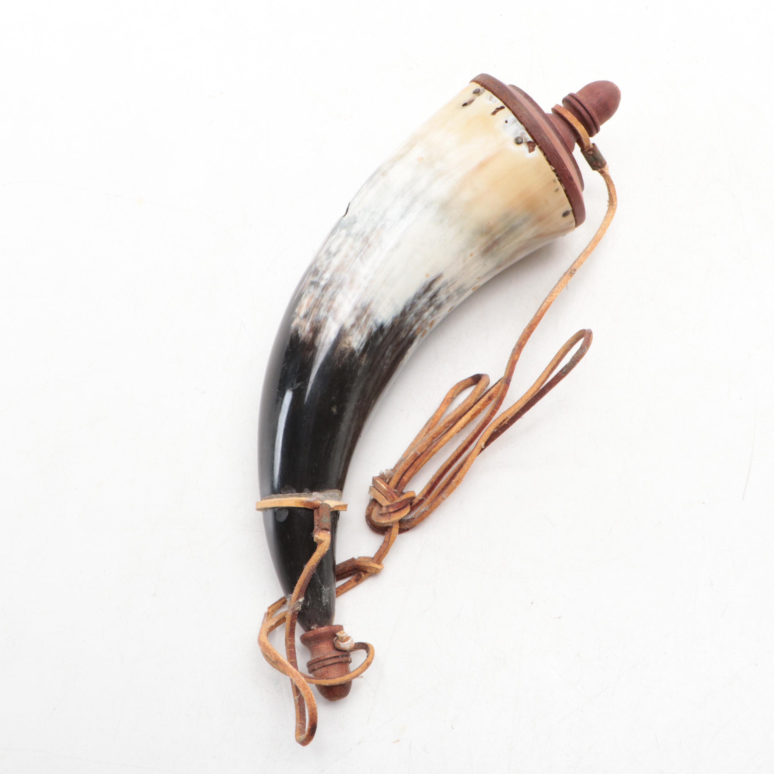 Powder Horn with Finished Wood Lid and Stopper