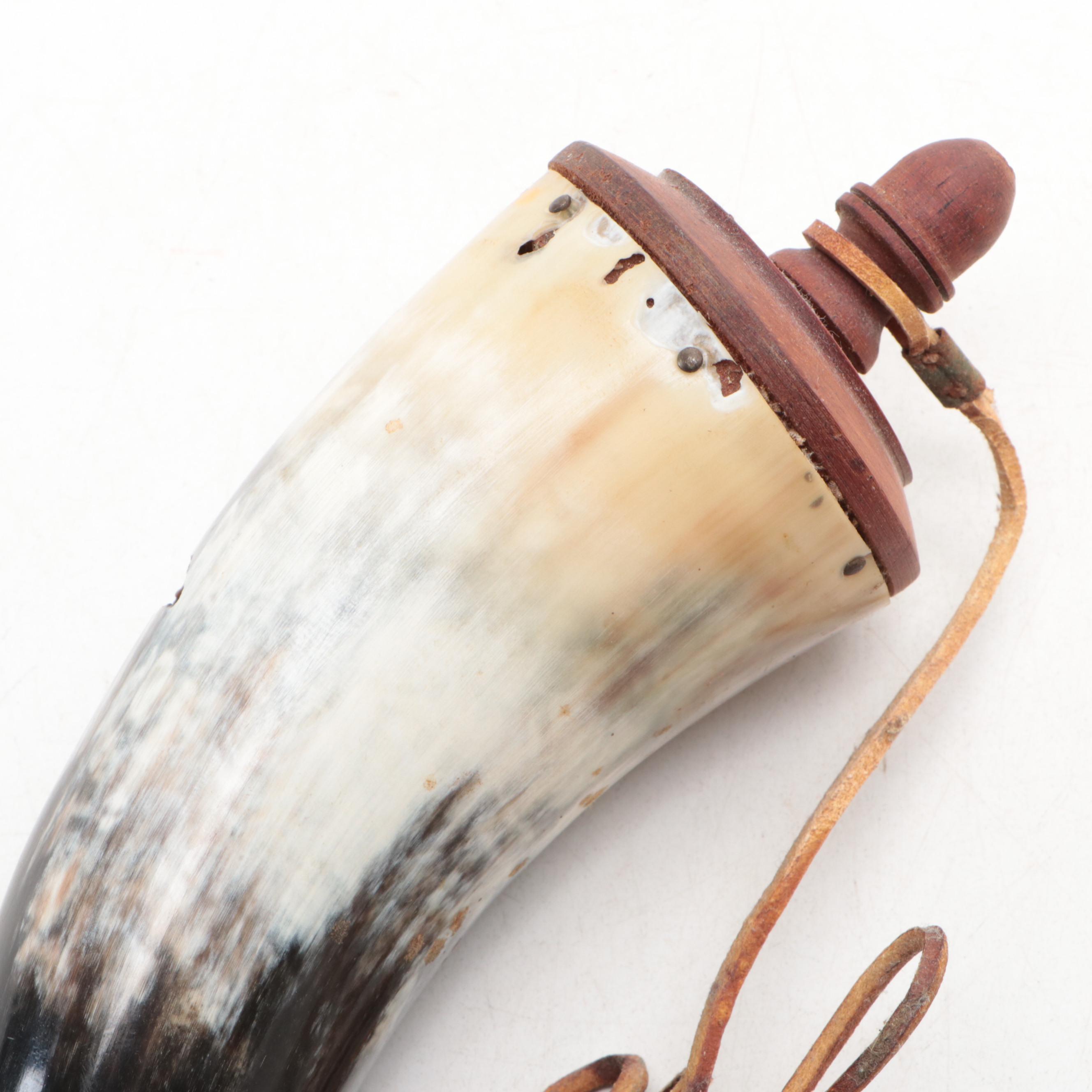 Powder Horn with Finished Wood Lid and Stopper