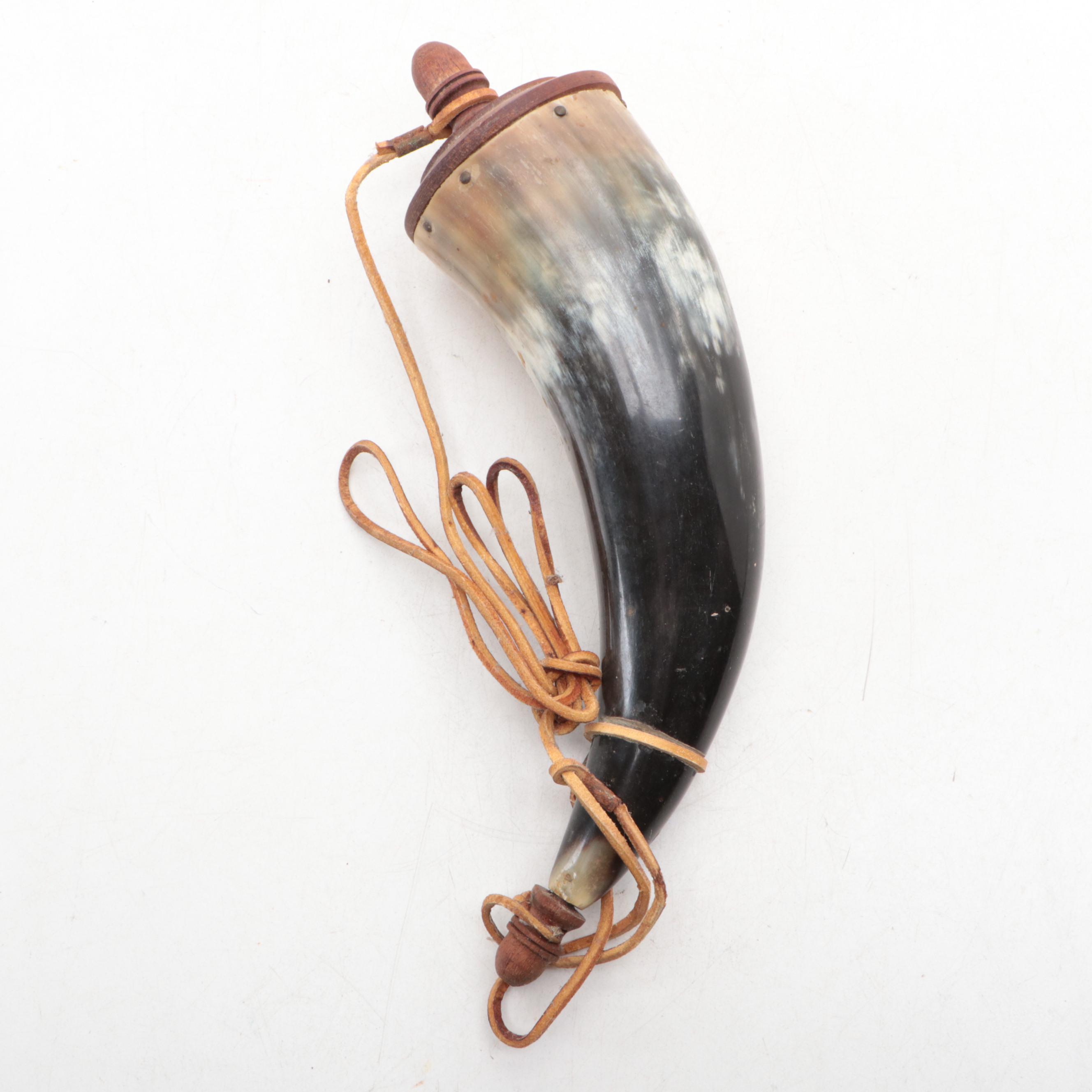 Powder Horn with Finished Wood Lid and Stopper