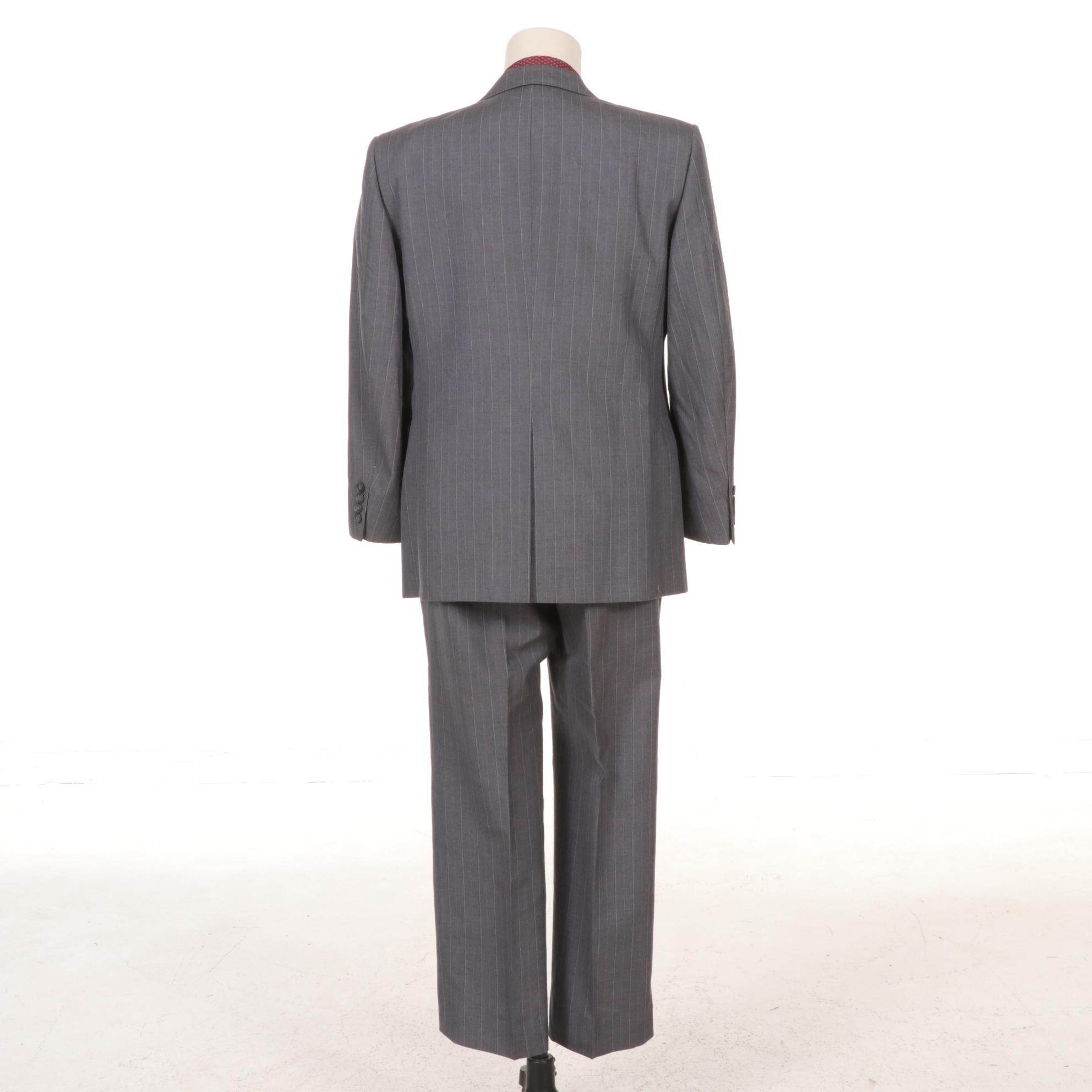 Christian Dior "Monsieur" Men's Gray Wool Pinstripe Suit and Silk Tie