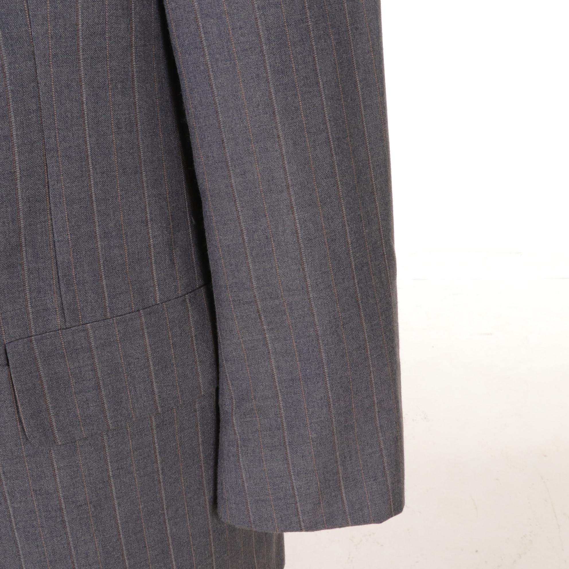 Christian Dior "Monsieur" Men's Gray Wool Pinstripe Suit and Silk Tie