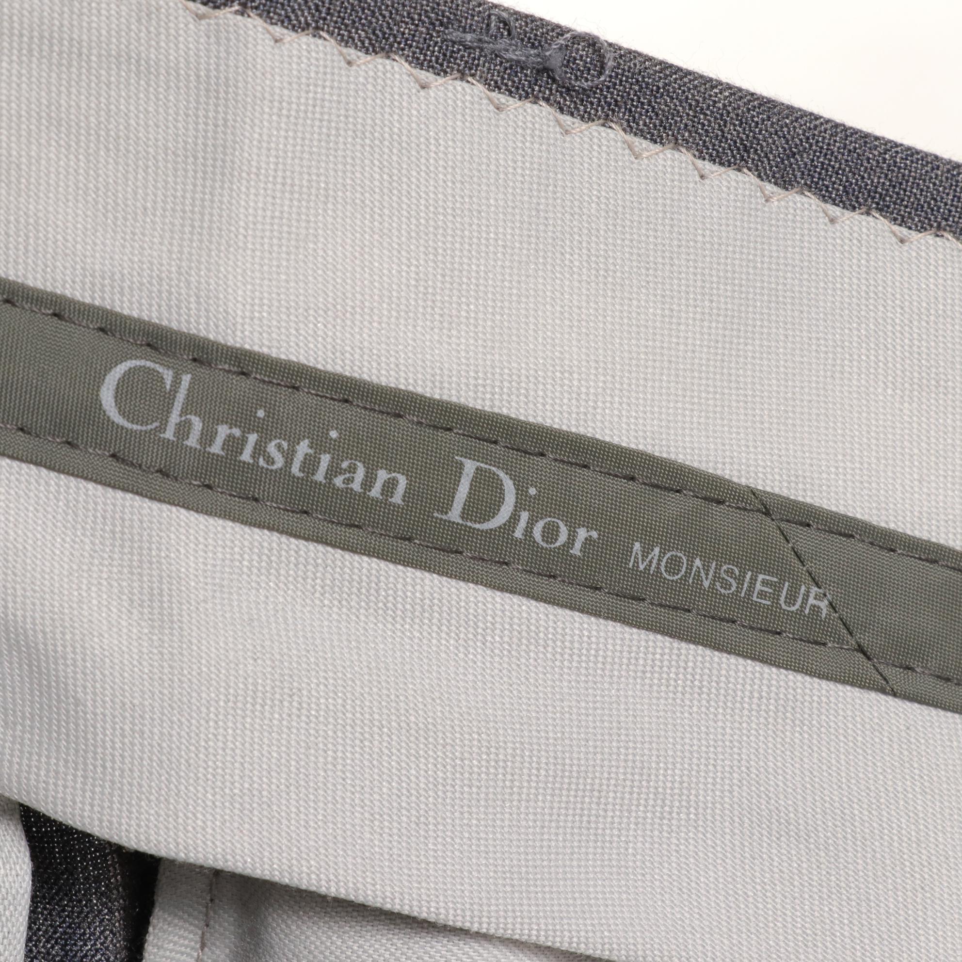 Christian Dior "Monsieur" Men's Gray Wool Pinstripe Suit and Silk Tie
