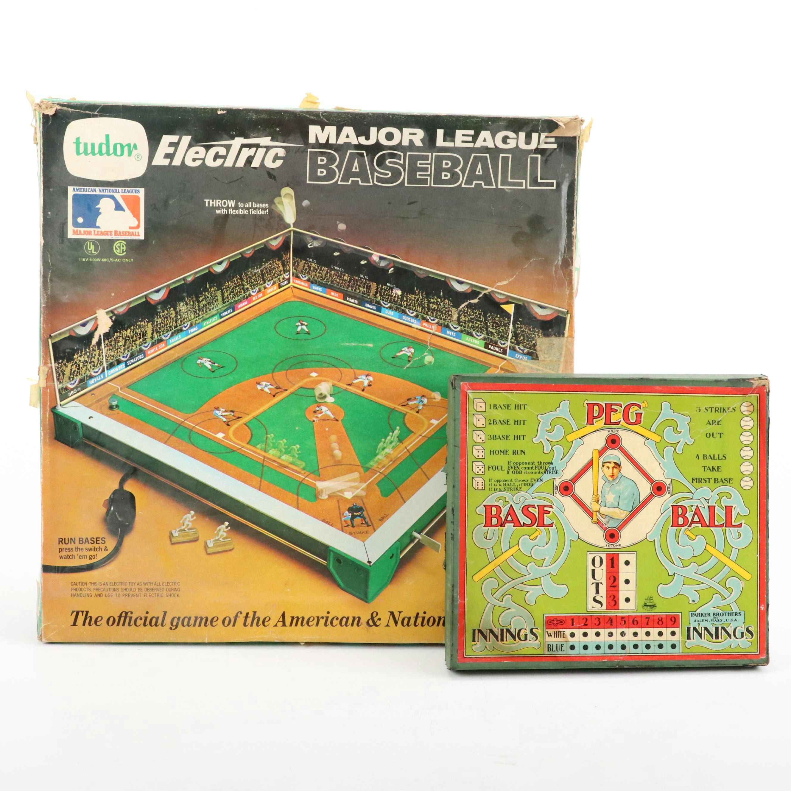 Tudor Electric Major League Baseball Game with Parker Brothers Peg Baseball Game
