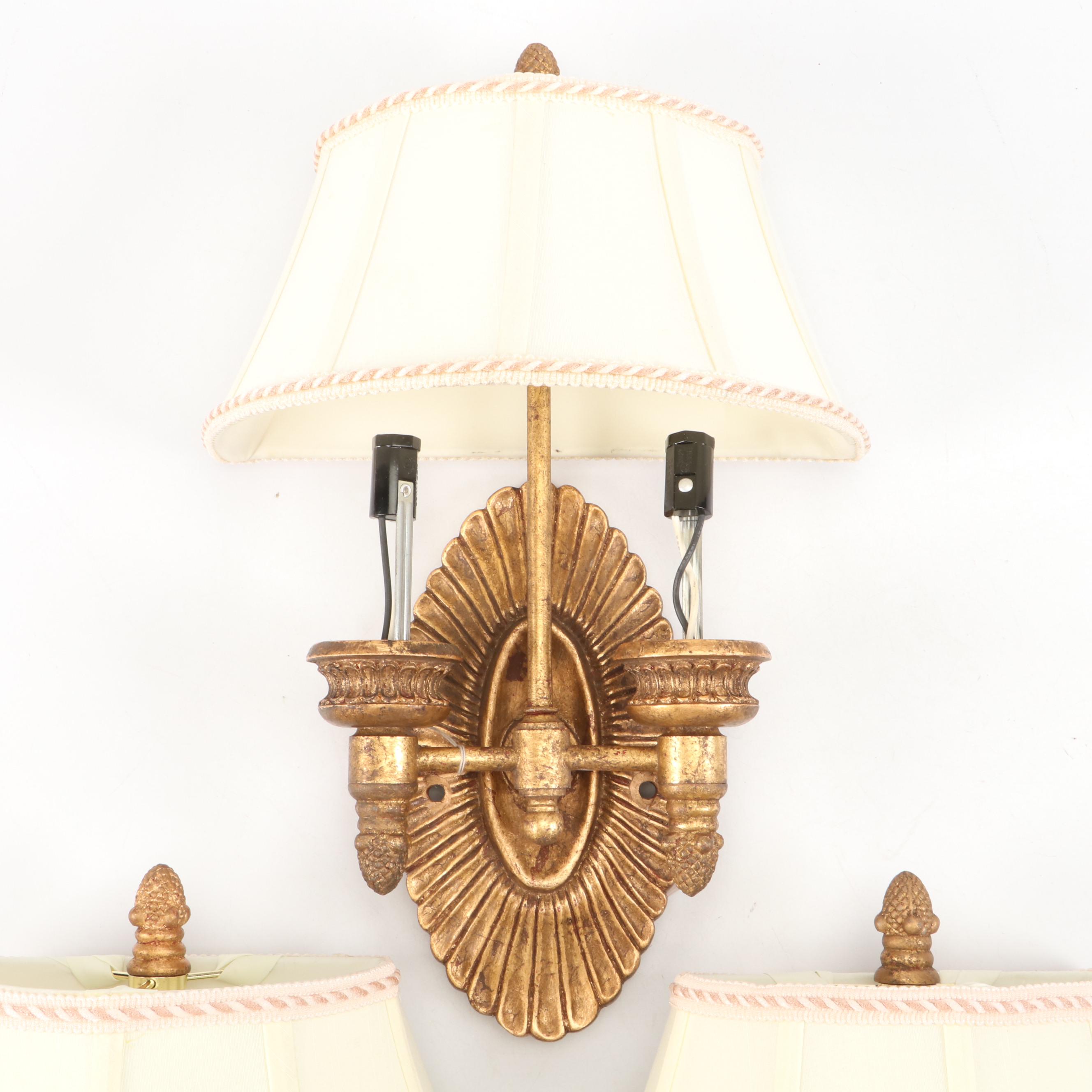 Murray Feiss Empire Style Double-Arm Wall Candle Sconce Lights with Shades