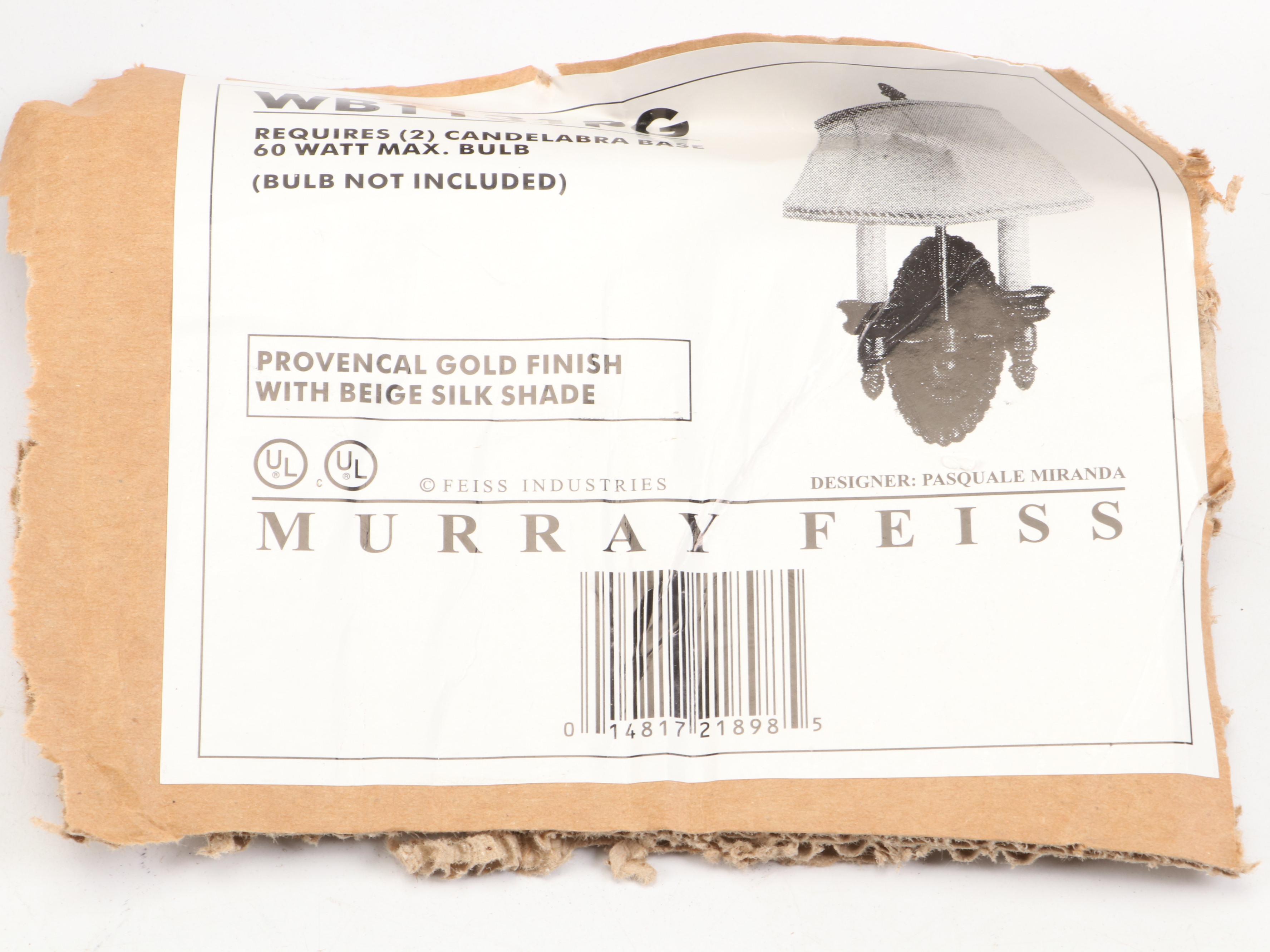 Murray Feiss Empire Style Double-Arm Wall Candle Sconce Lights with Shades