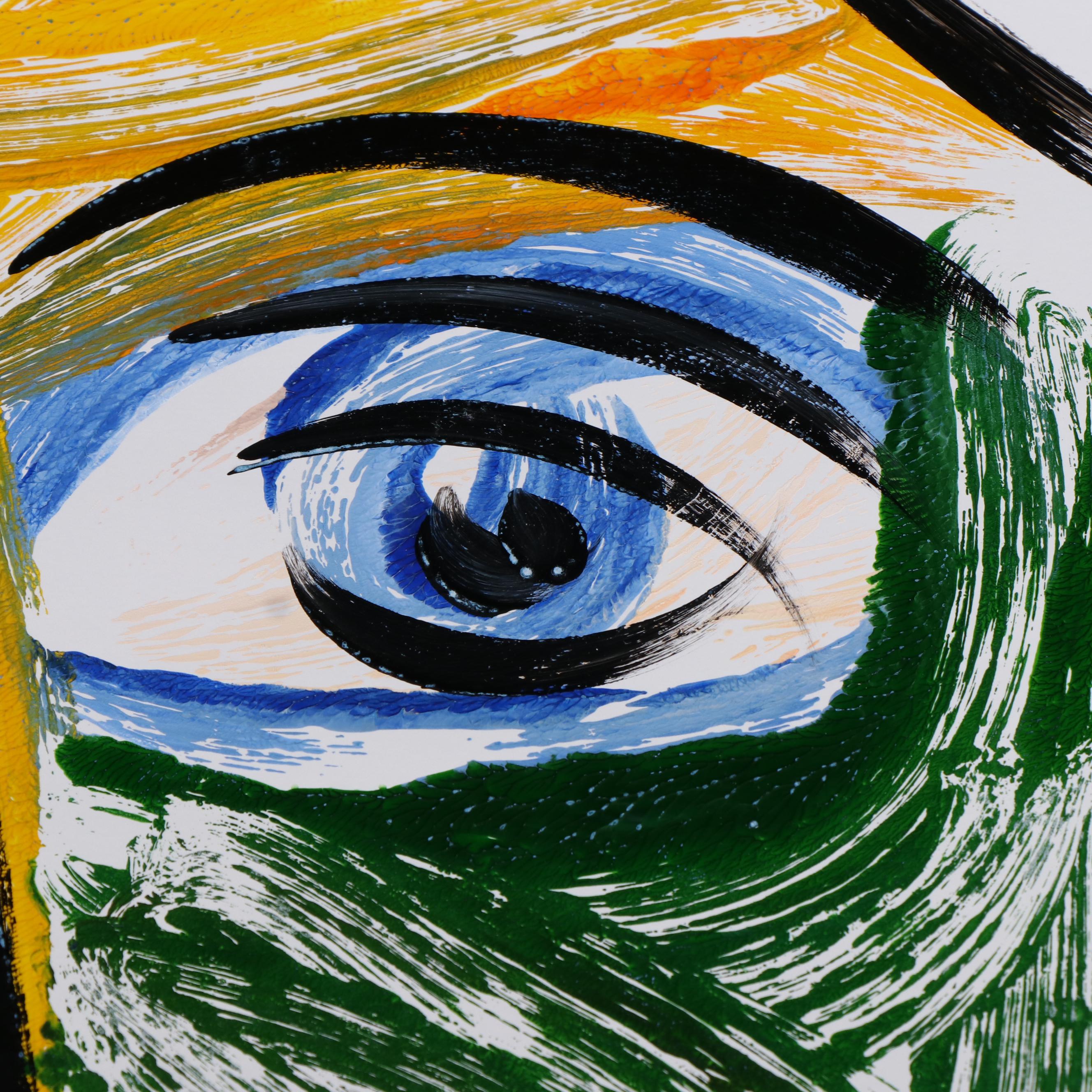 Peter Keil Abstract Acrylic Portrait Painting, Late 20th Century