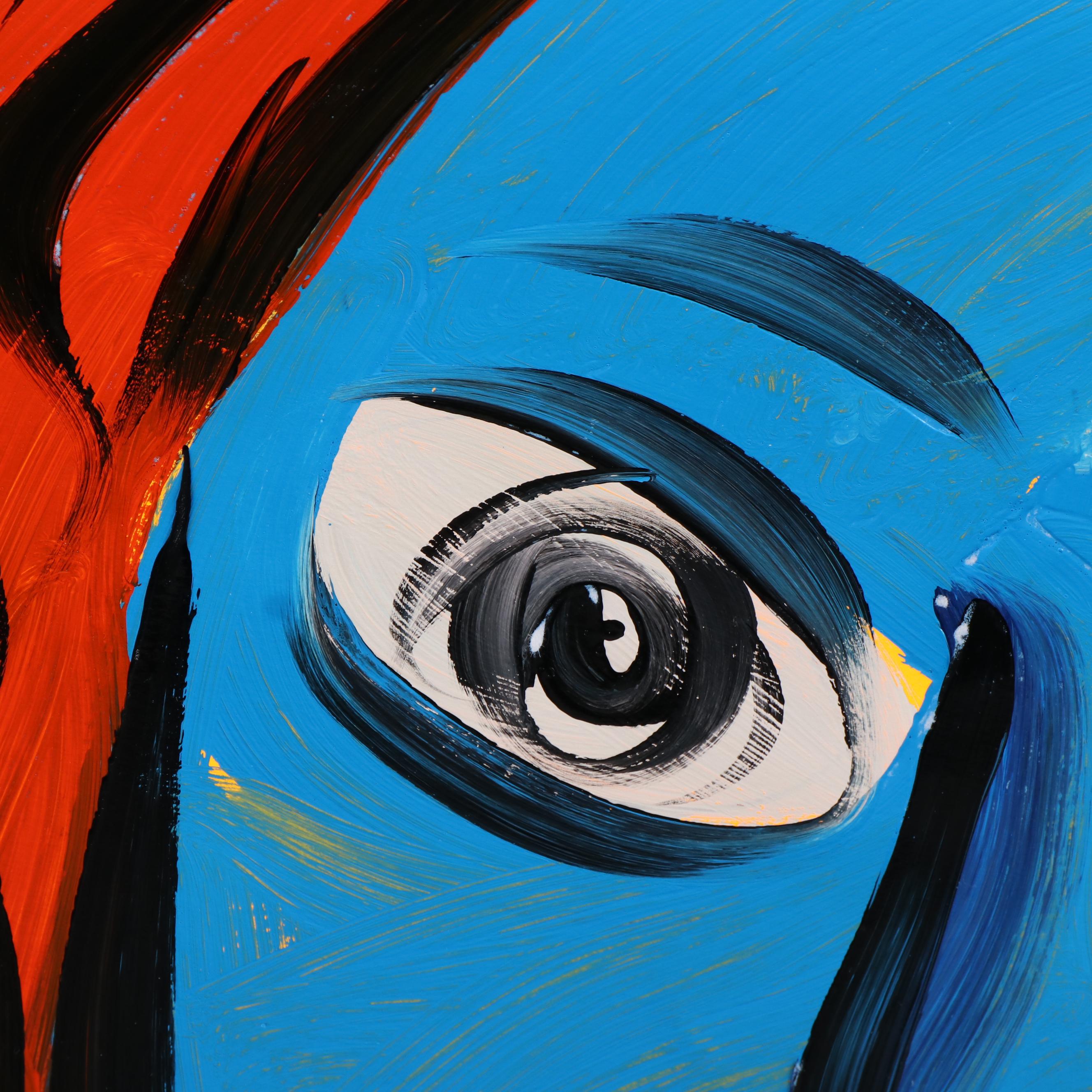 Peter Keil Abstract Acrylic Portrait Painting, Late 20th Century