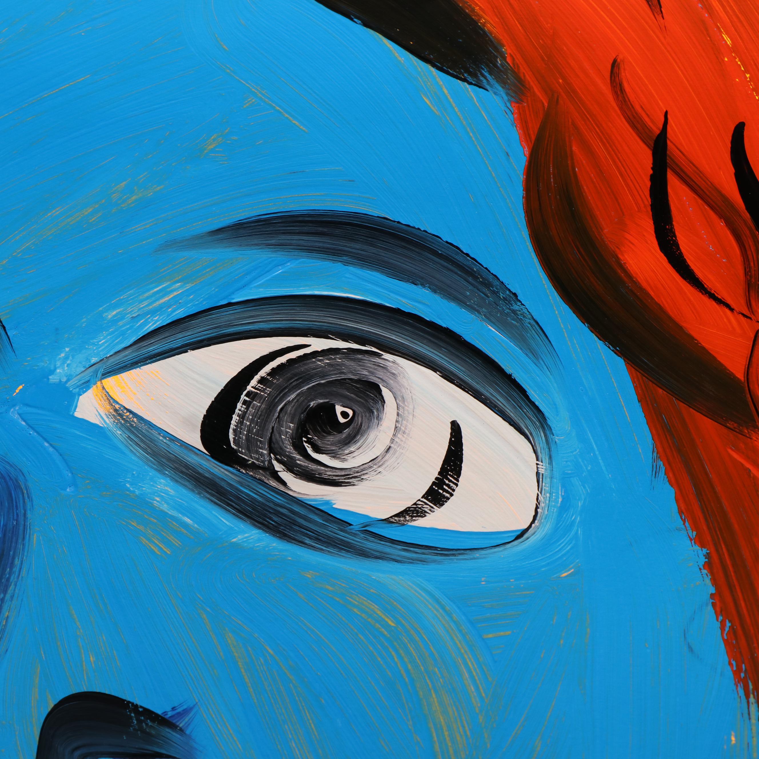 Peter Keil Abstract Acrylic Portrait Painting, Late 20th Century