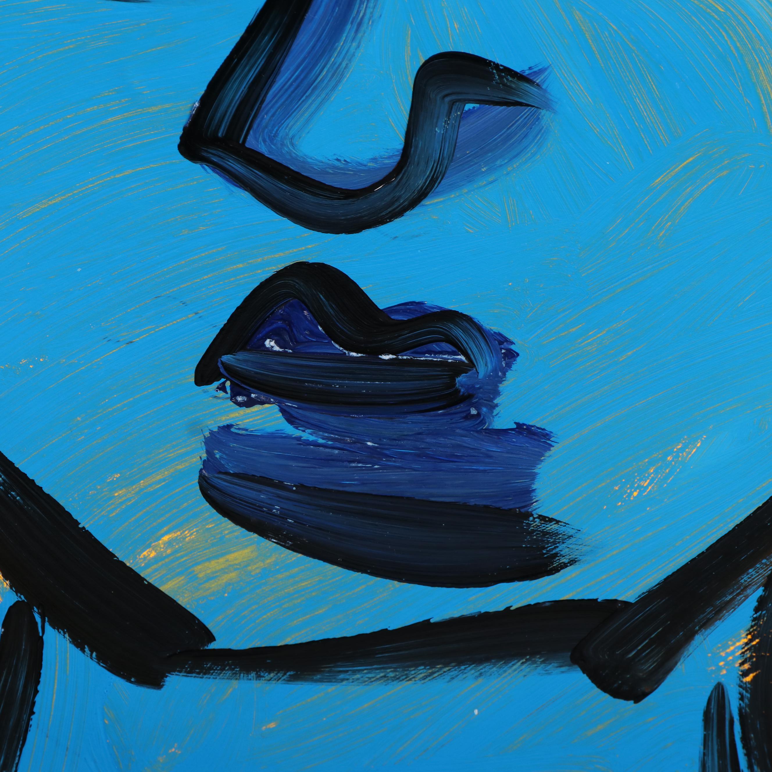 Peter Keil Abstract Acrylic Portrait Painting, Late 20th Century